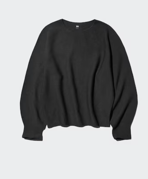 Uniqlo, 3d Knit Seamless Cotton Crew Neck Volume Sleeve Jumper