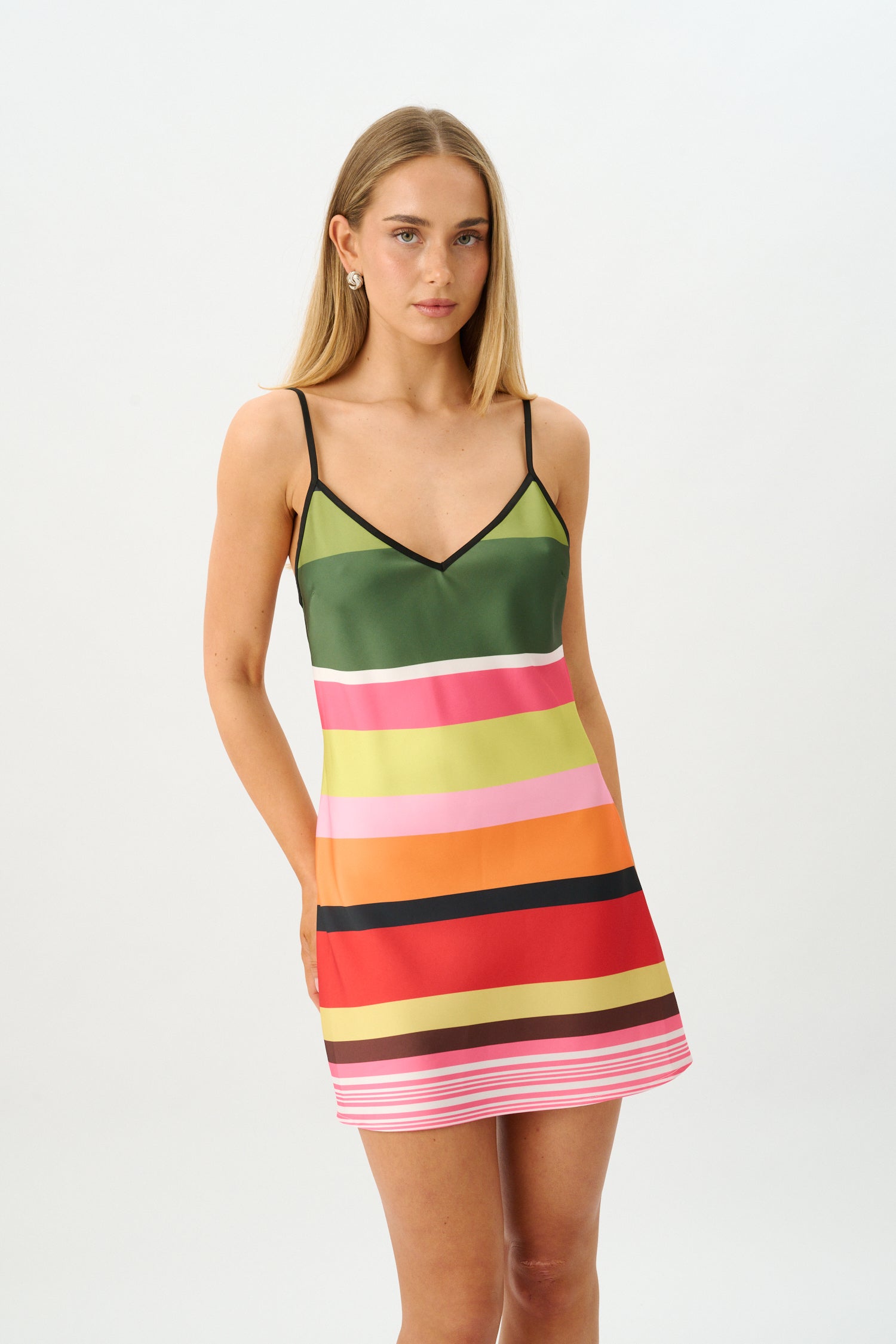 Bias Mini Dress | Emerald Stripe
