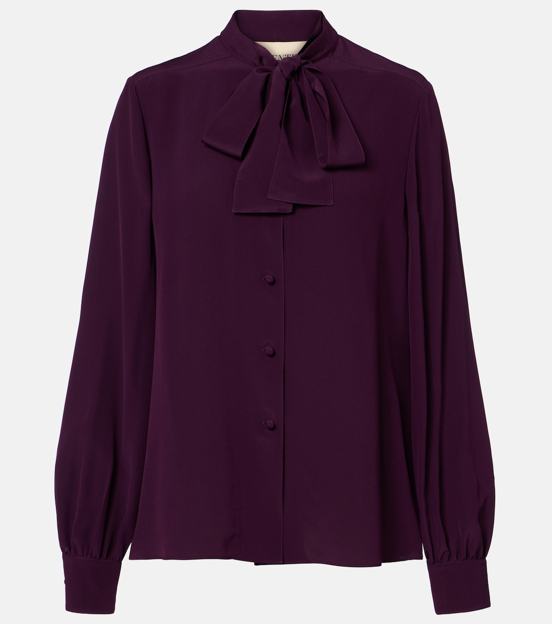 Tie-Neck Silk Crêpe De Chine Blouse in Purple - Valentino