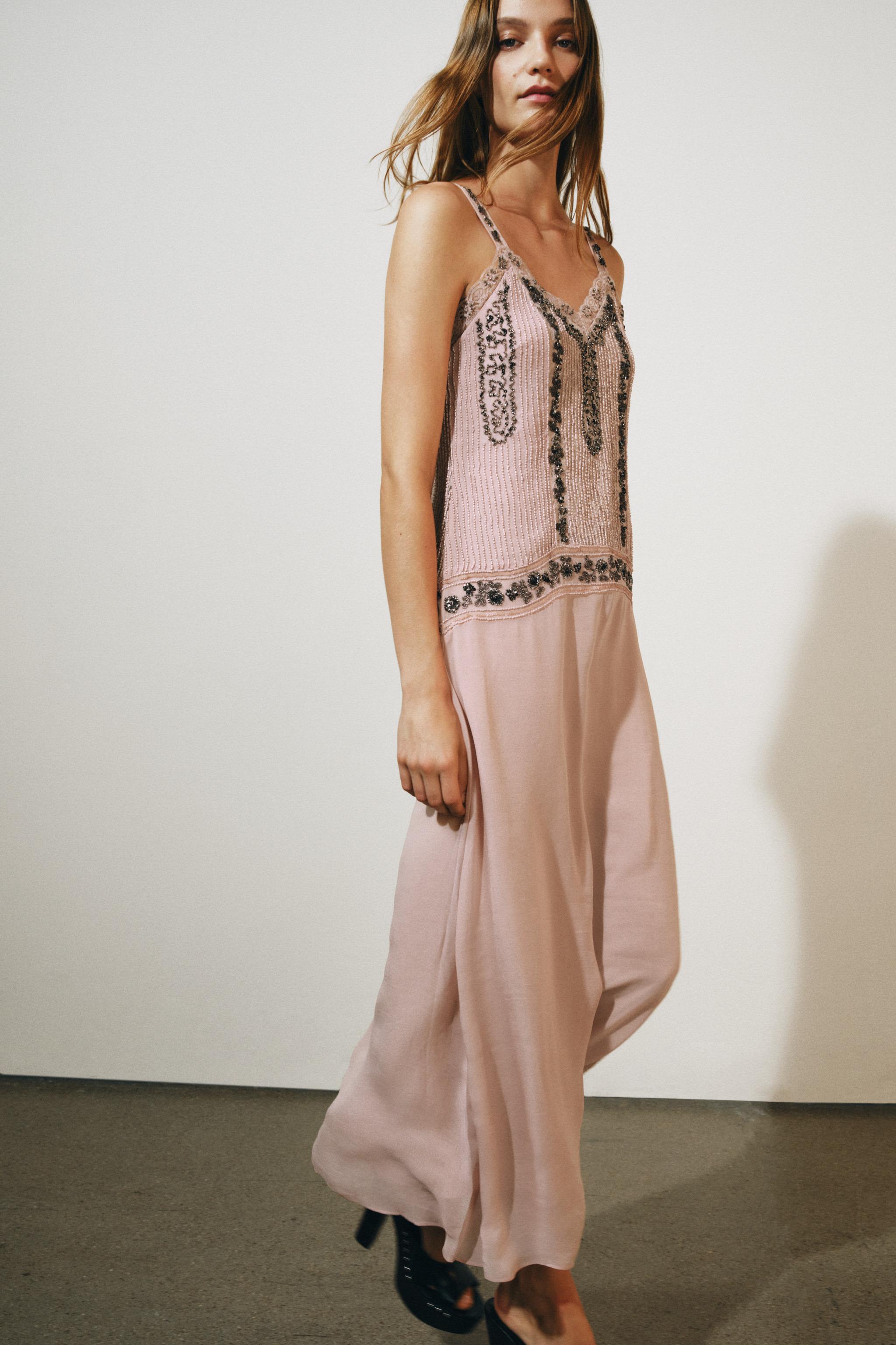 Zw Collection Beaded Dress - Pink / White - Xs