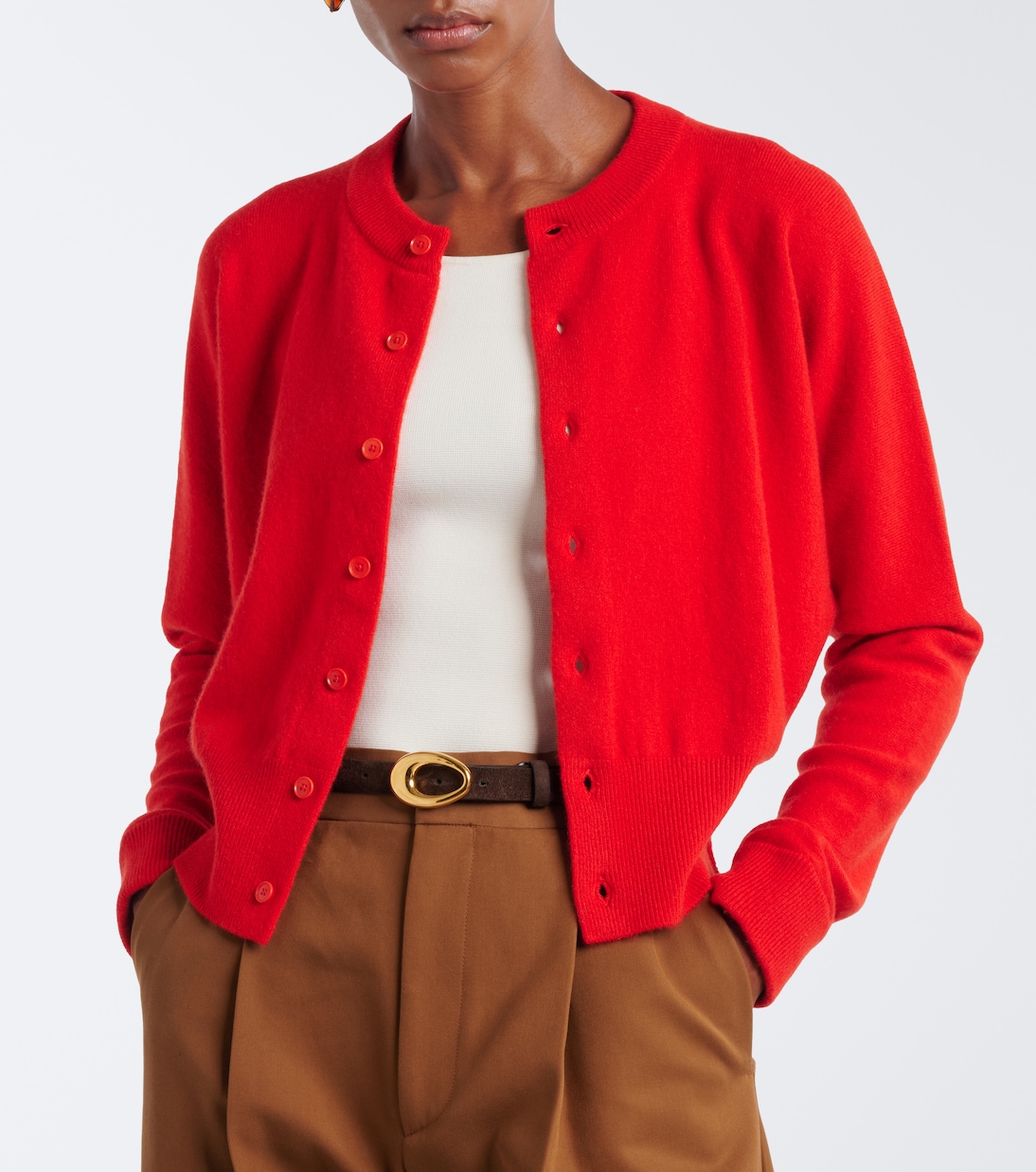 N°257 Blouson Cashmere-Blend Cardigan in Red - Extreme Cashmere
