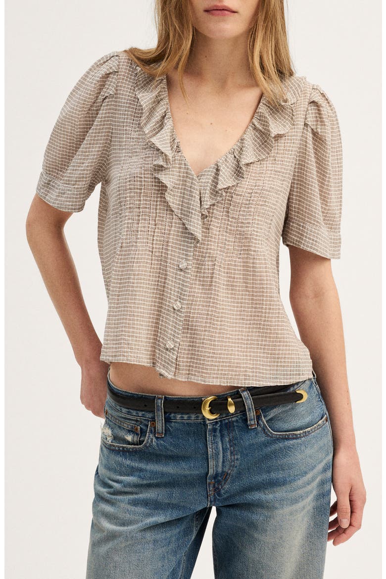 Ruffle Pintuck Top