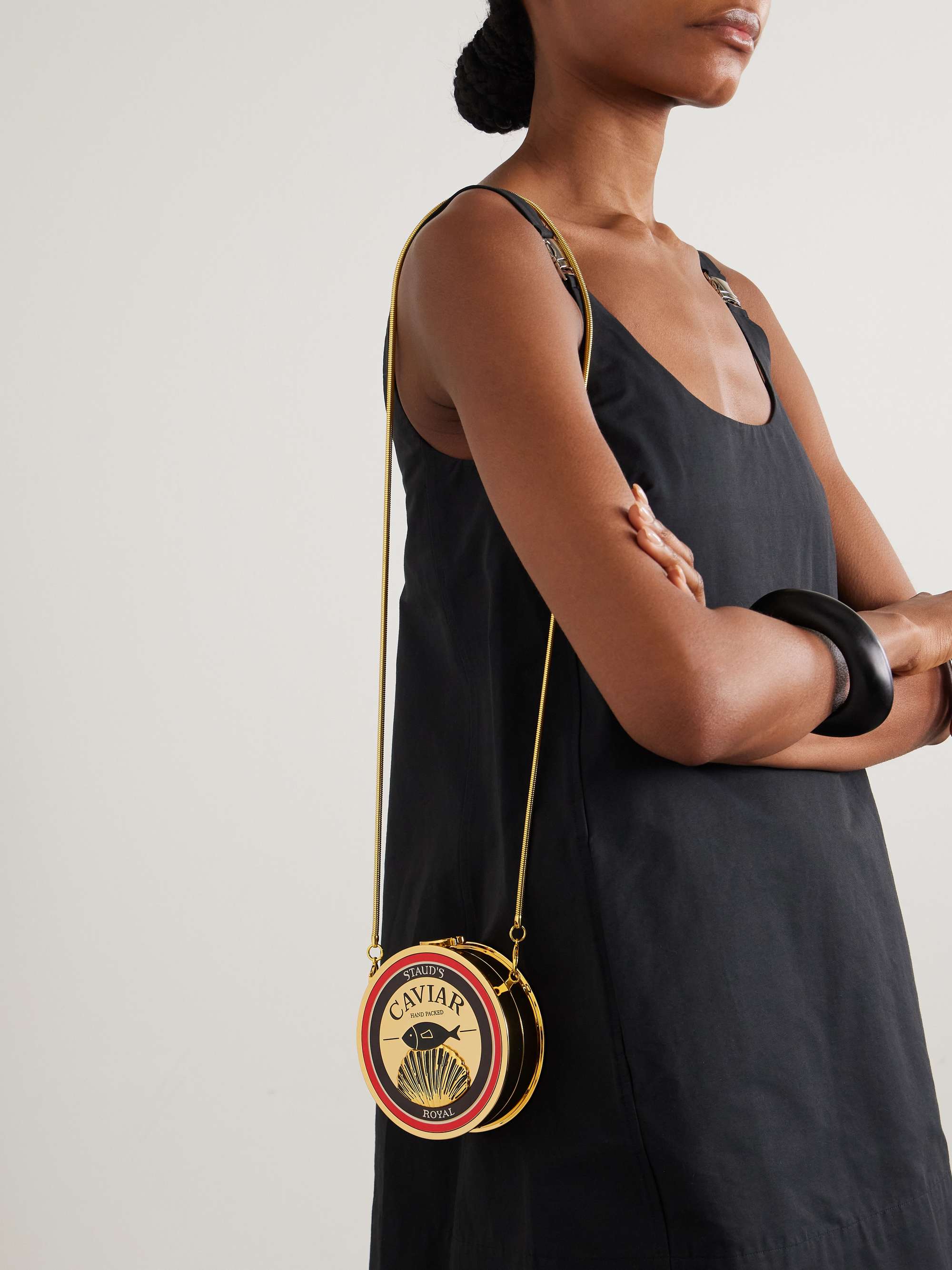 Caviar Enamel Gold-Tone Clutch