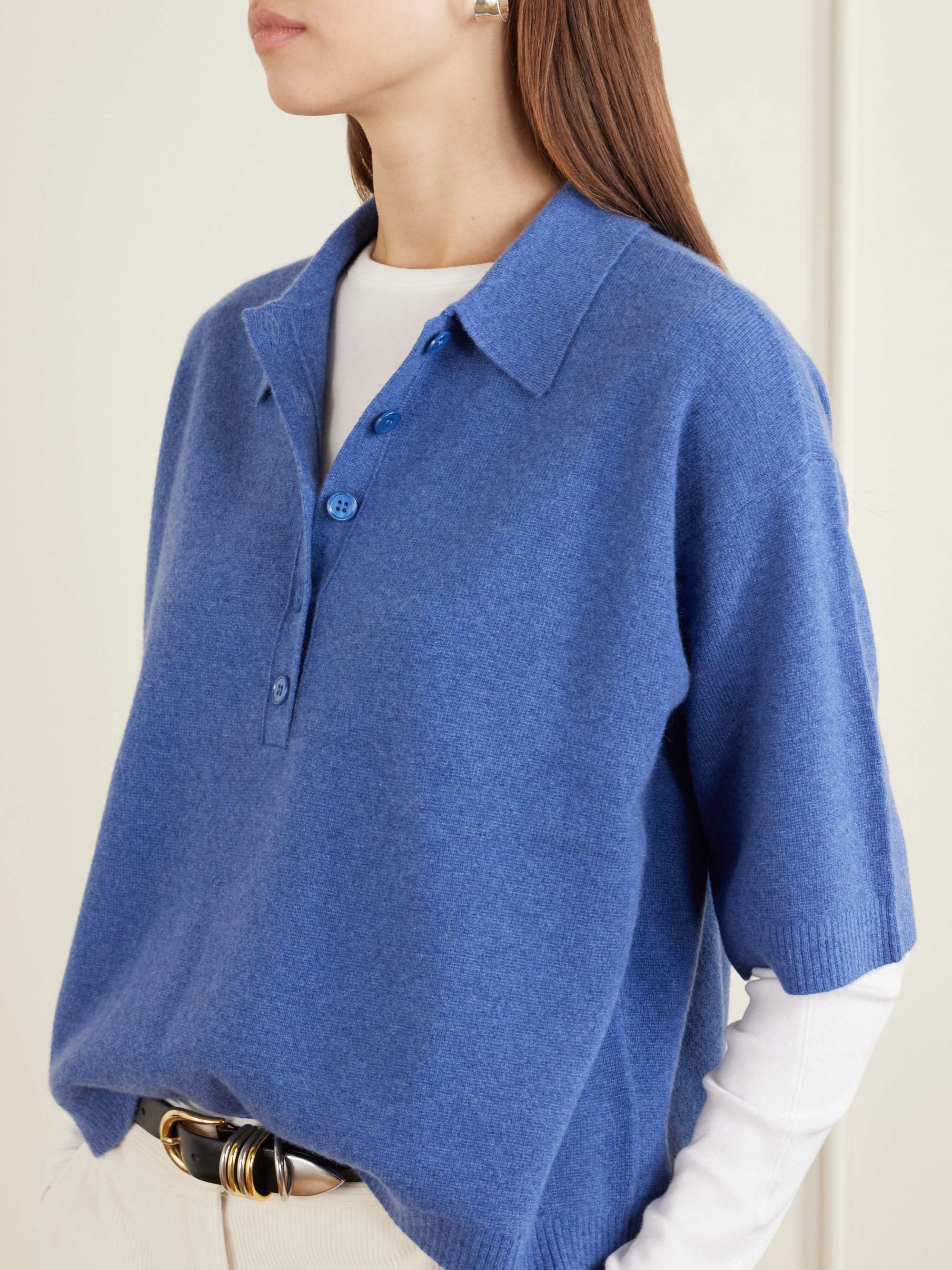 Ss Polo Cashmere-Knitted Polo Shirt