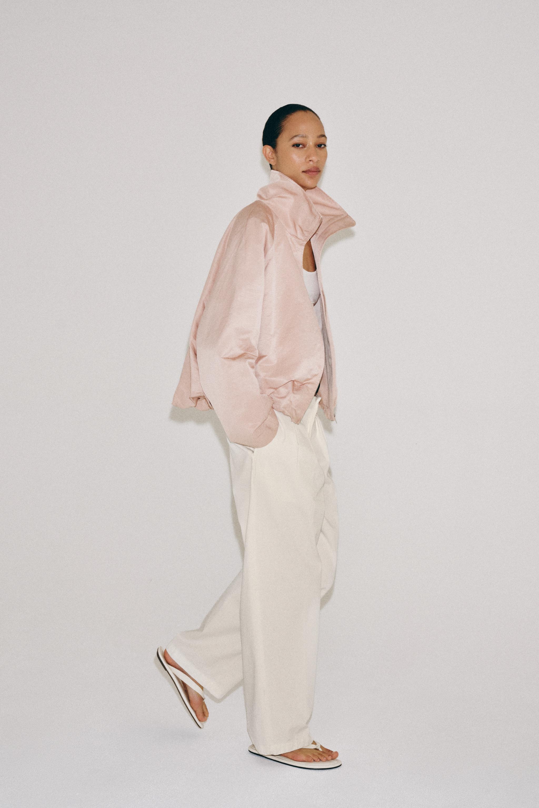 Zw Collection Bomber Jacket - Beige-Pink - Xs