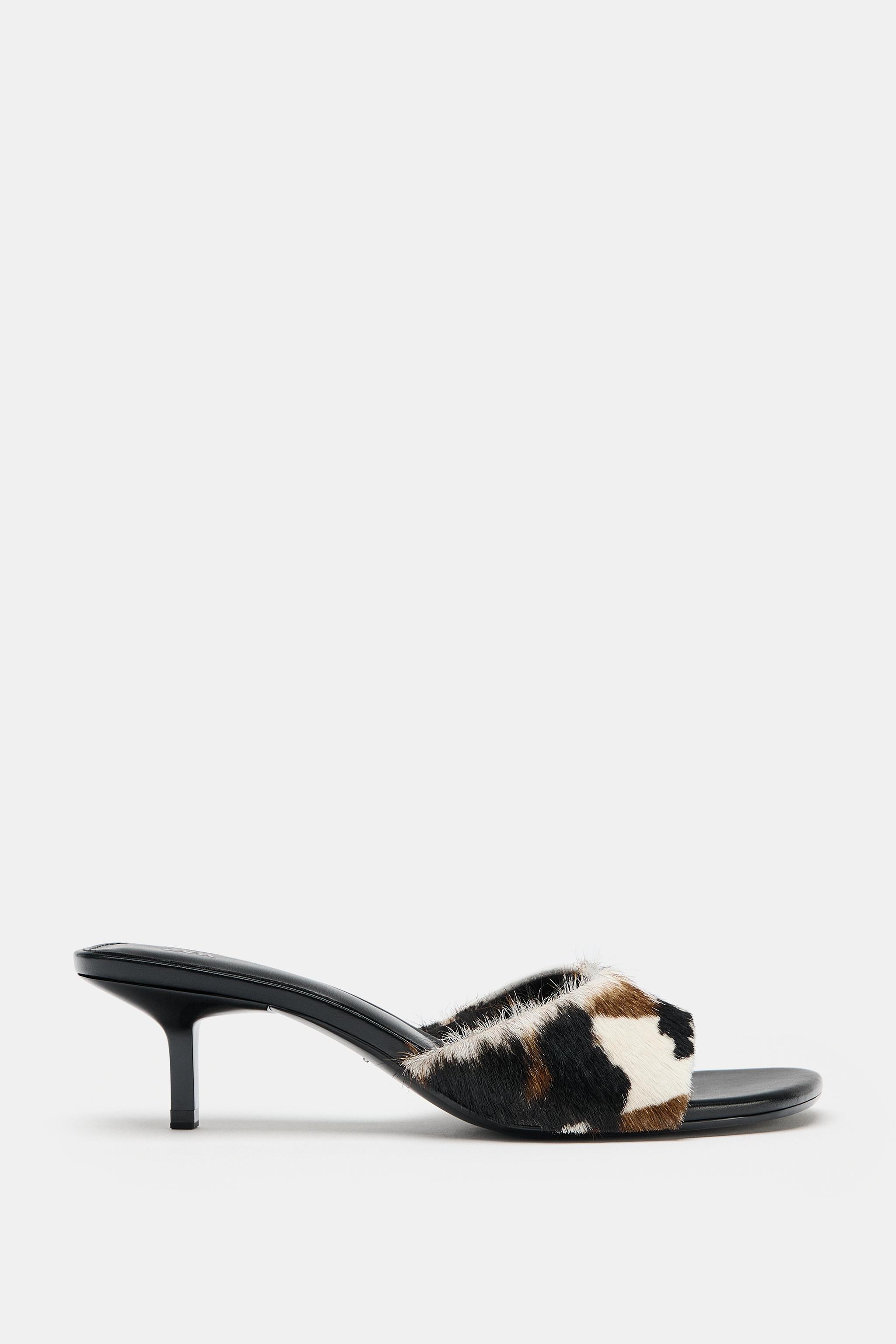 Textured Leather Kitten-Heel Sandals - Multicoloured - 2