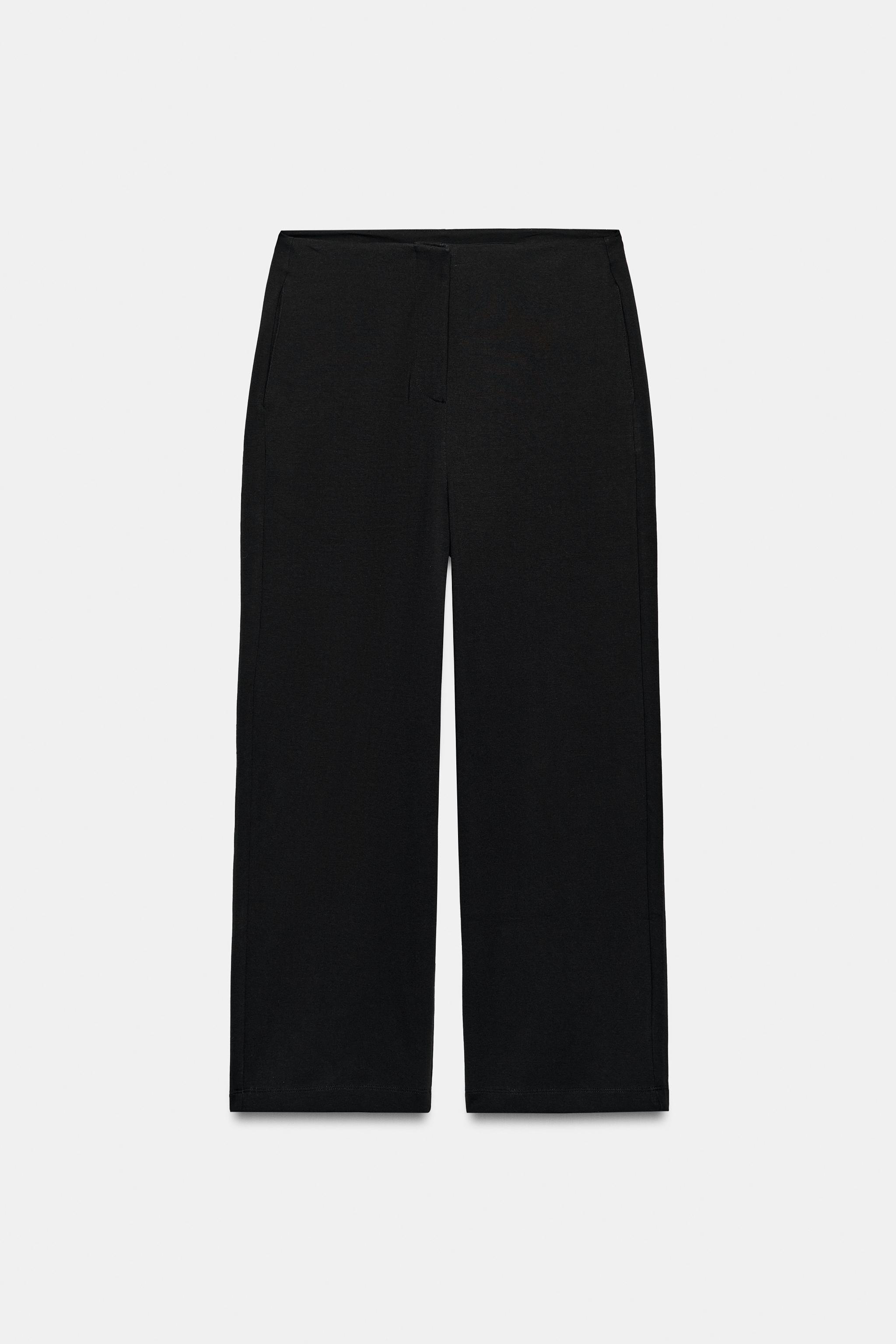 Cropped Wide-Leg Trousers - Black - S
