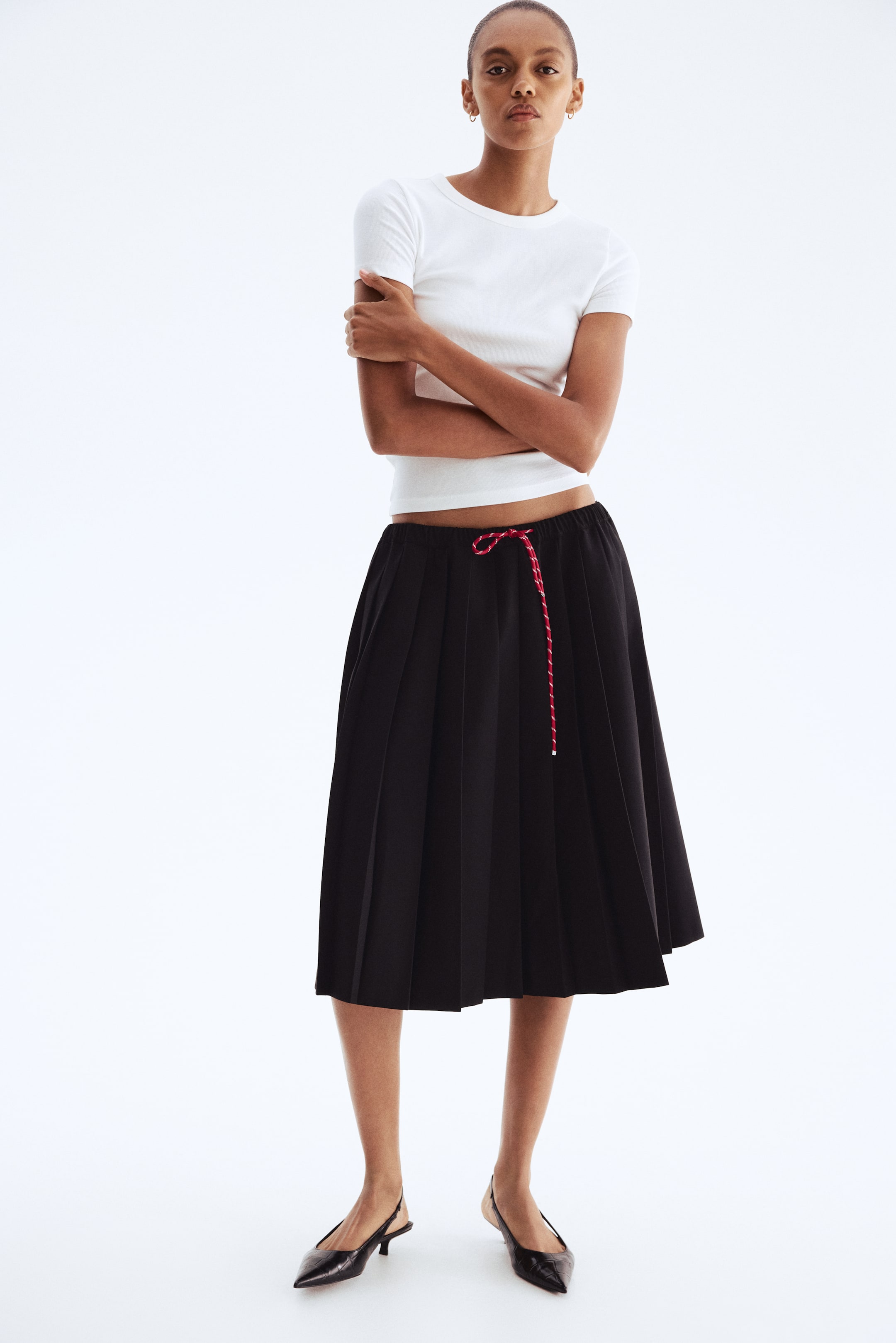 Pleated Drawstring Skirt