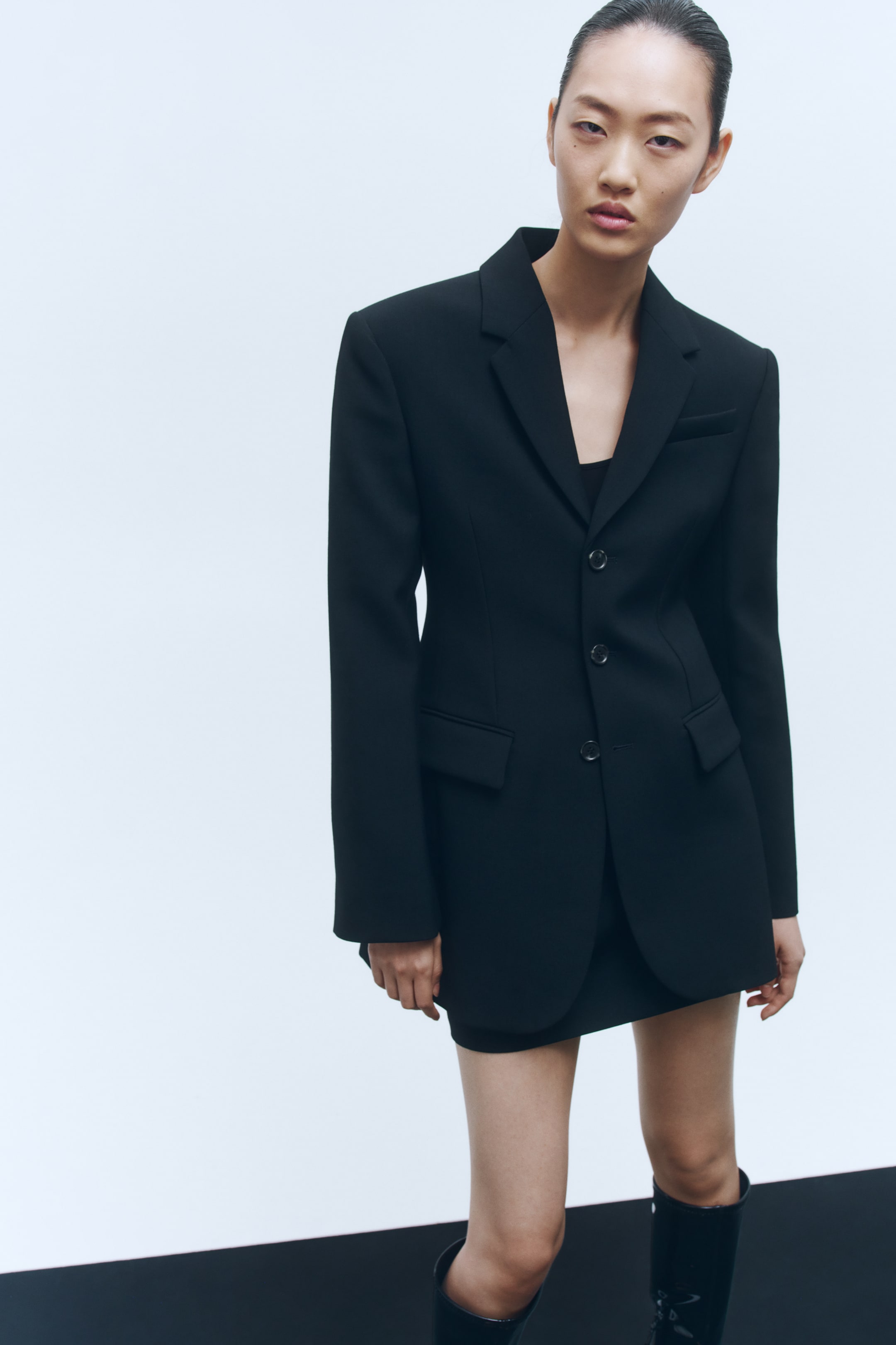 Wool-Blend Hourglass Blazer