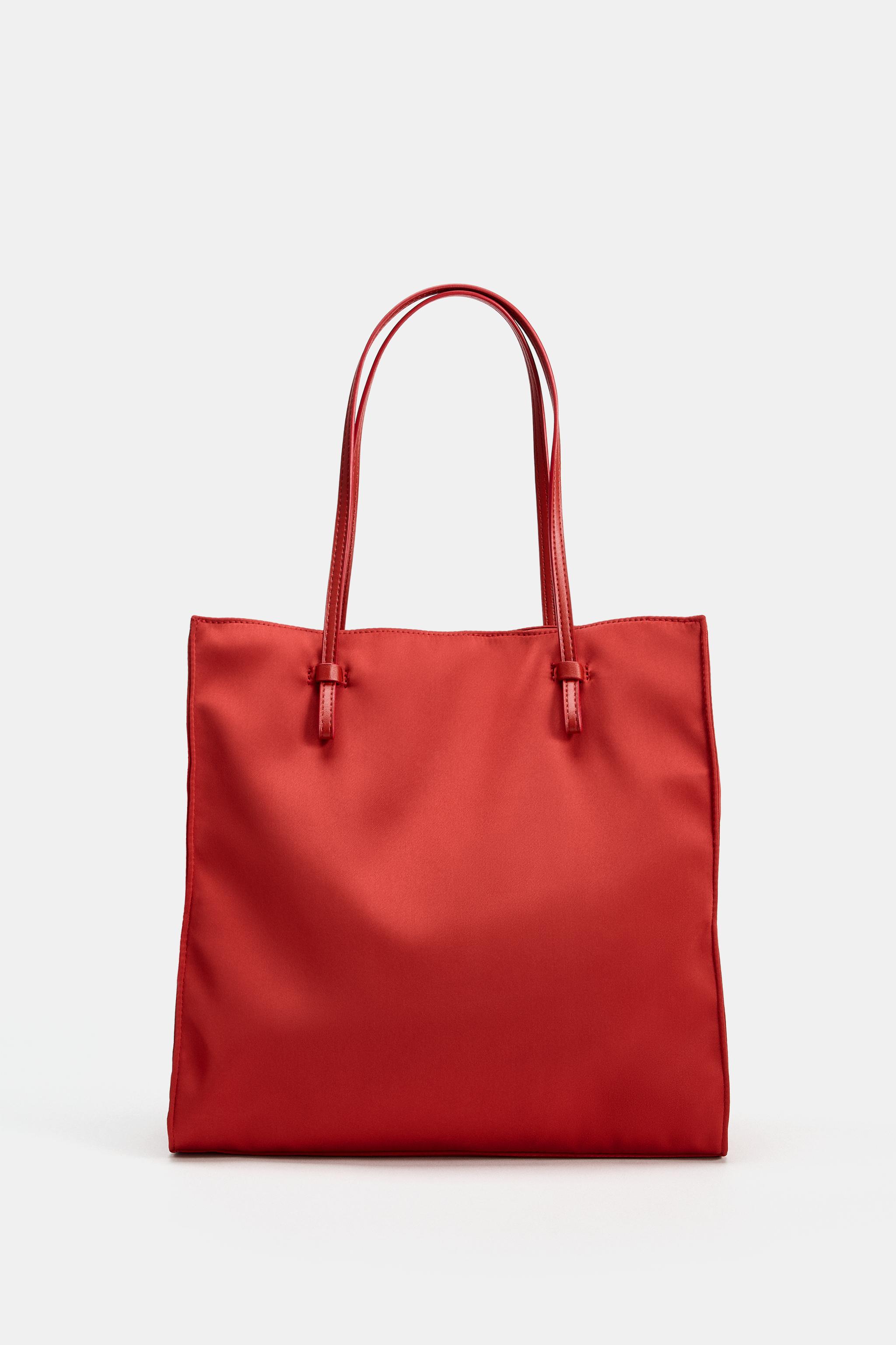 Satin Shopper Bag - Red - One Size Only