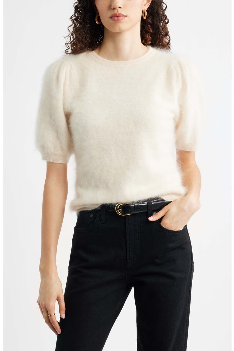Femme Short Sleeve Brushed Cashmere Sweater