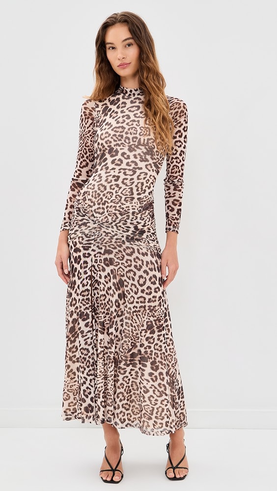 Lea Printed Mesh Dress - Leopard