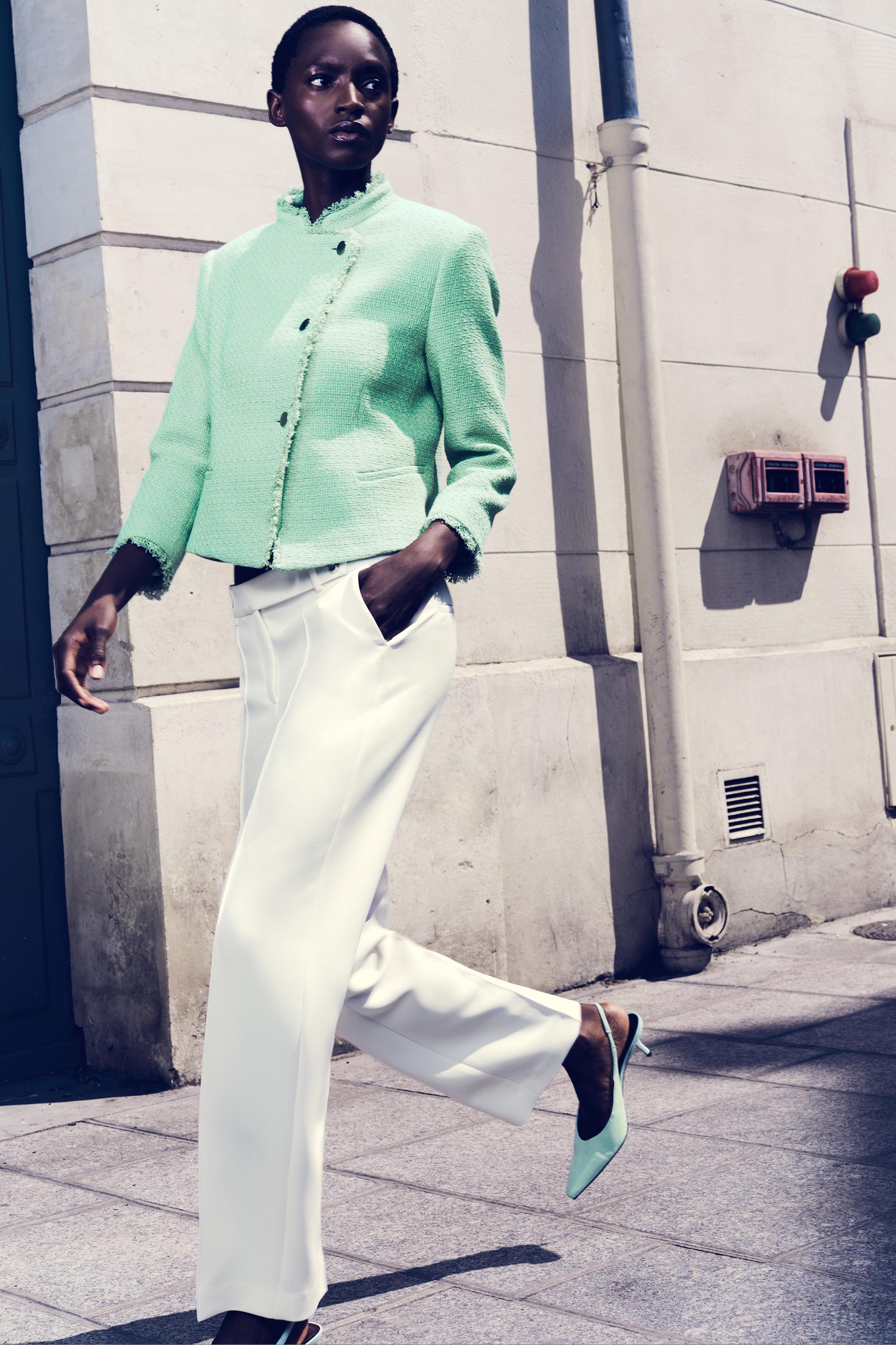 Structured Frayed Blazer - Mint - Xs
