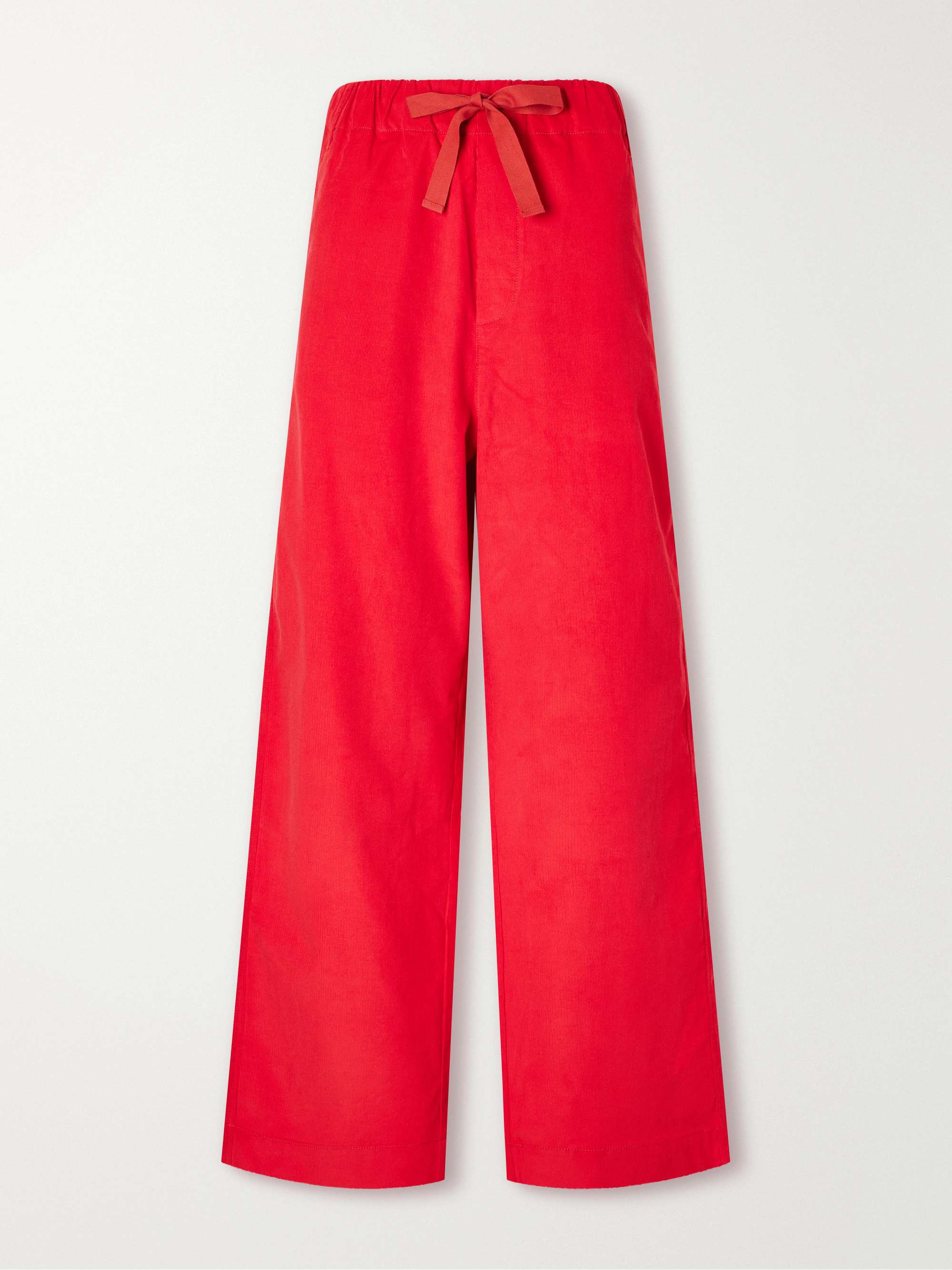 Drawstring Cotton-Corduroy Straight-Leg Pants