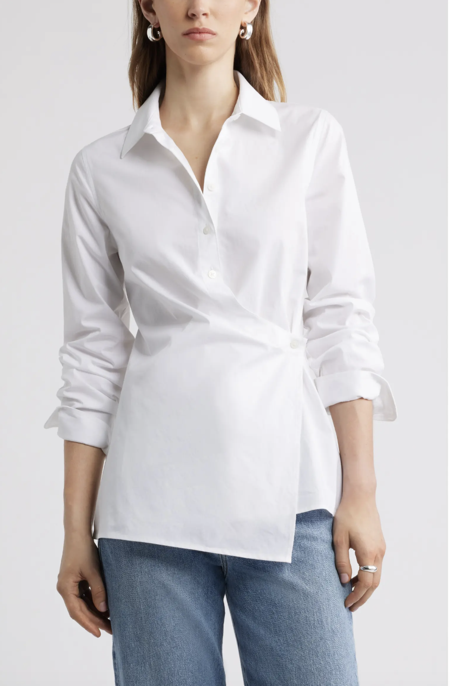 Nordstrom, Long Sleeve Wrap Button-Up Shirt