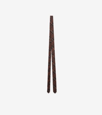 Skinny Check Silk Tie in Kiln Brown - Men | Burberry&reg; Official