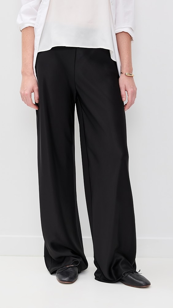 Gale Satin Mid Rise Bias Pants - Black