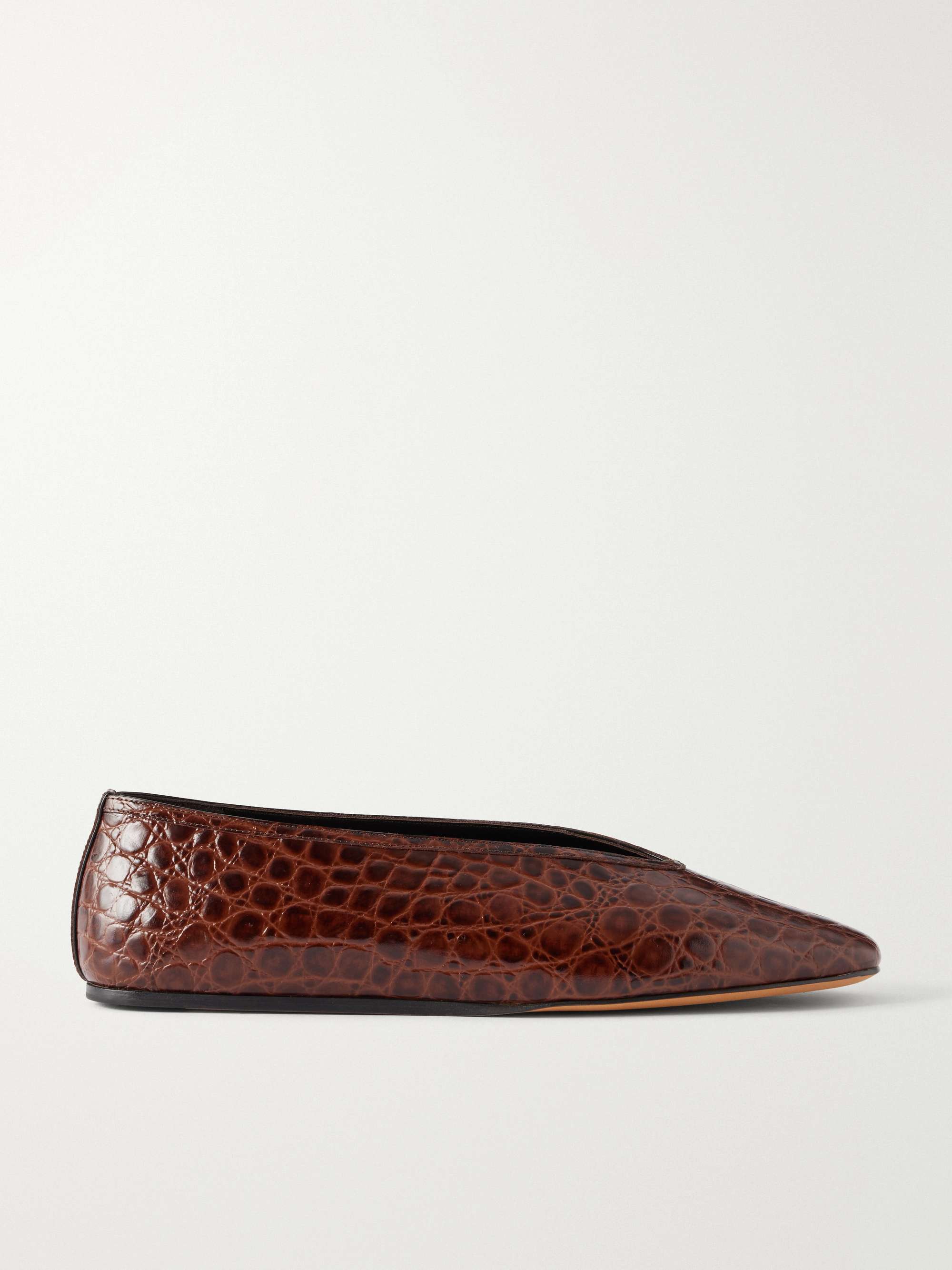 Luna Croc-Effect Leather Flats