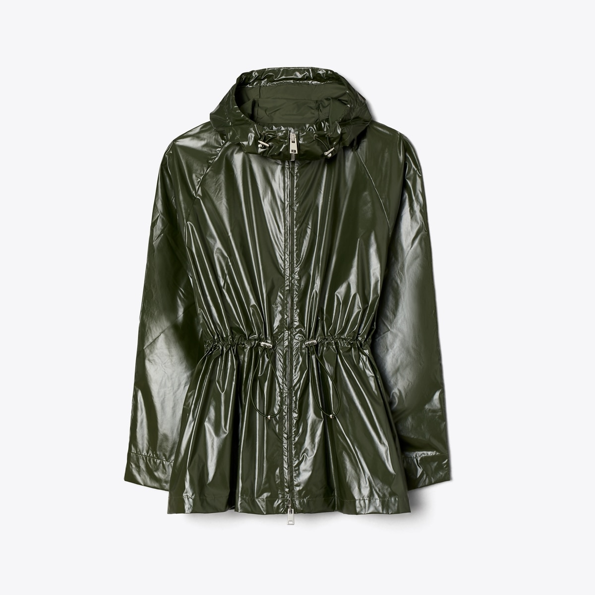 Nylon Cinched Jacket in Green, Size M