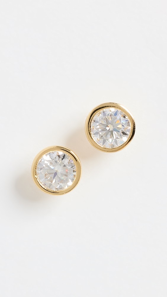 Bezel Stud Earrings 5mm - Gold