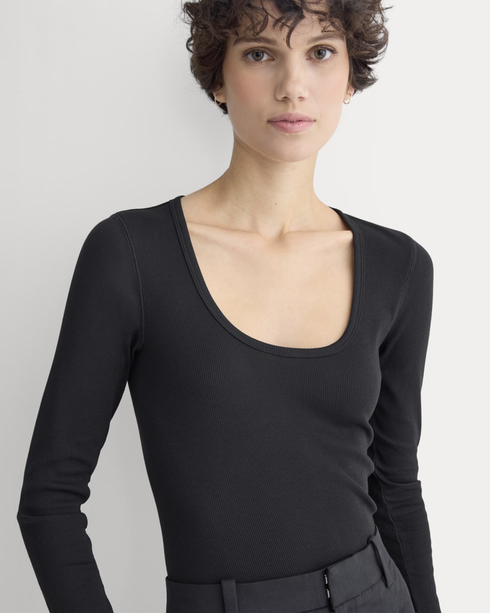 Luxe Rib Deep U-Neck Top | Black - Xxs