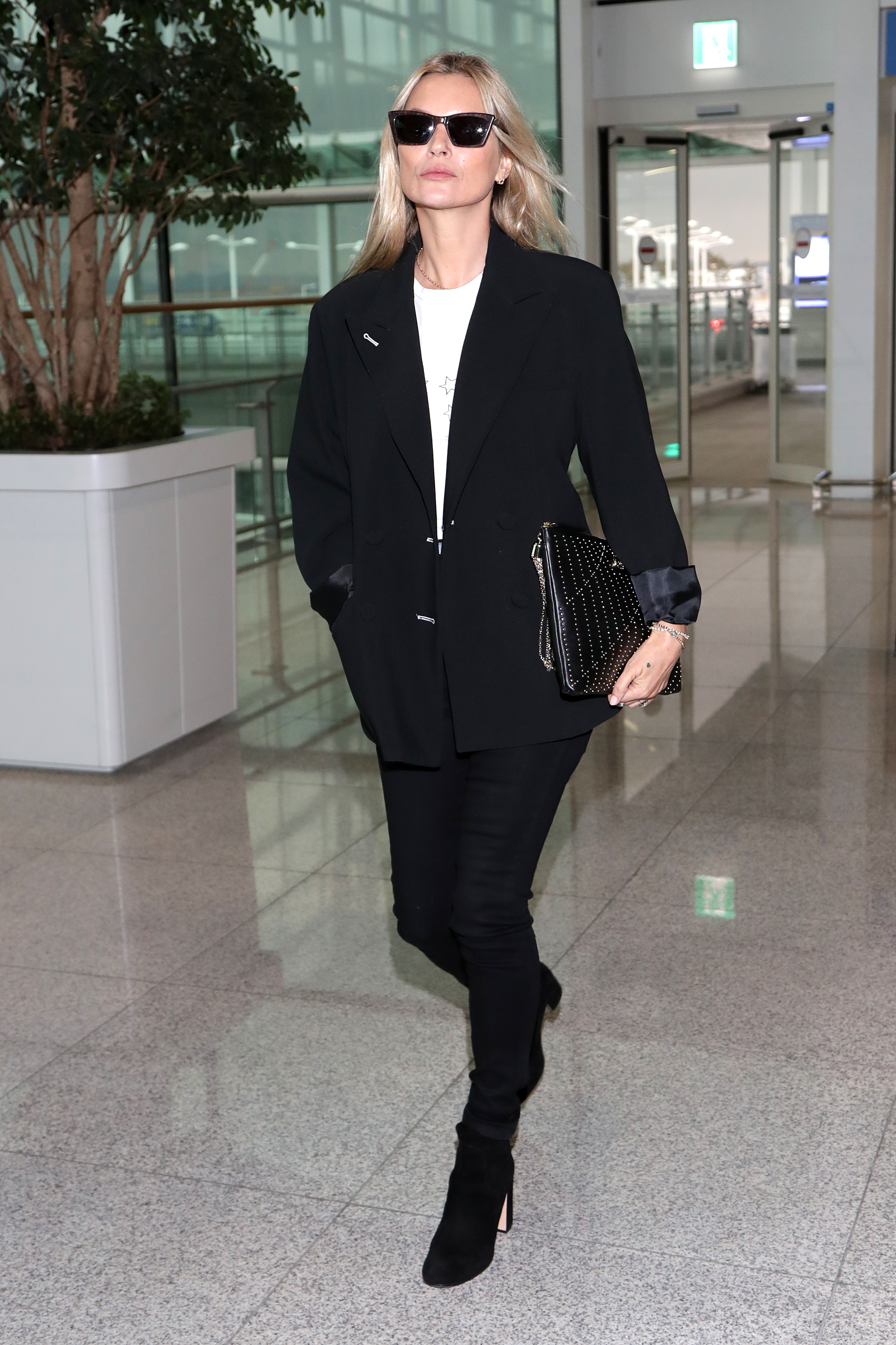 Model Kate Moss is seen on departure at Incheon International Airport on March 23, 2019 in Incheon, South Korea. (Photo by Han Myung-Gu/WireImage)