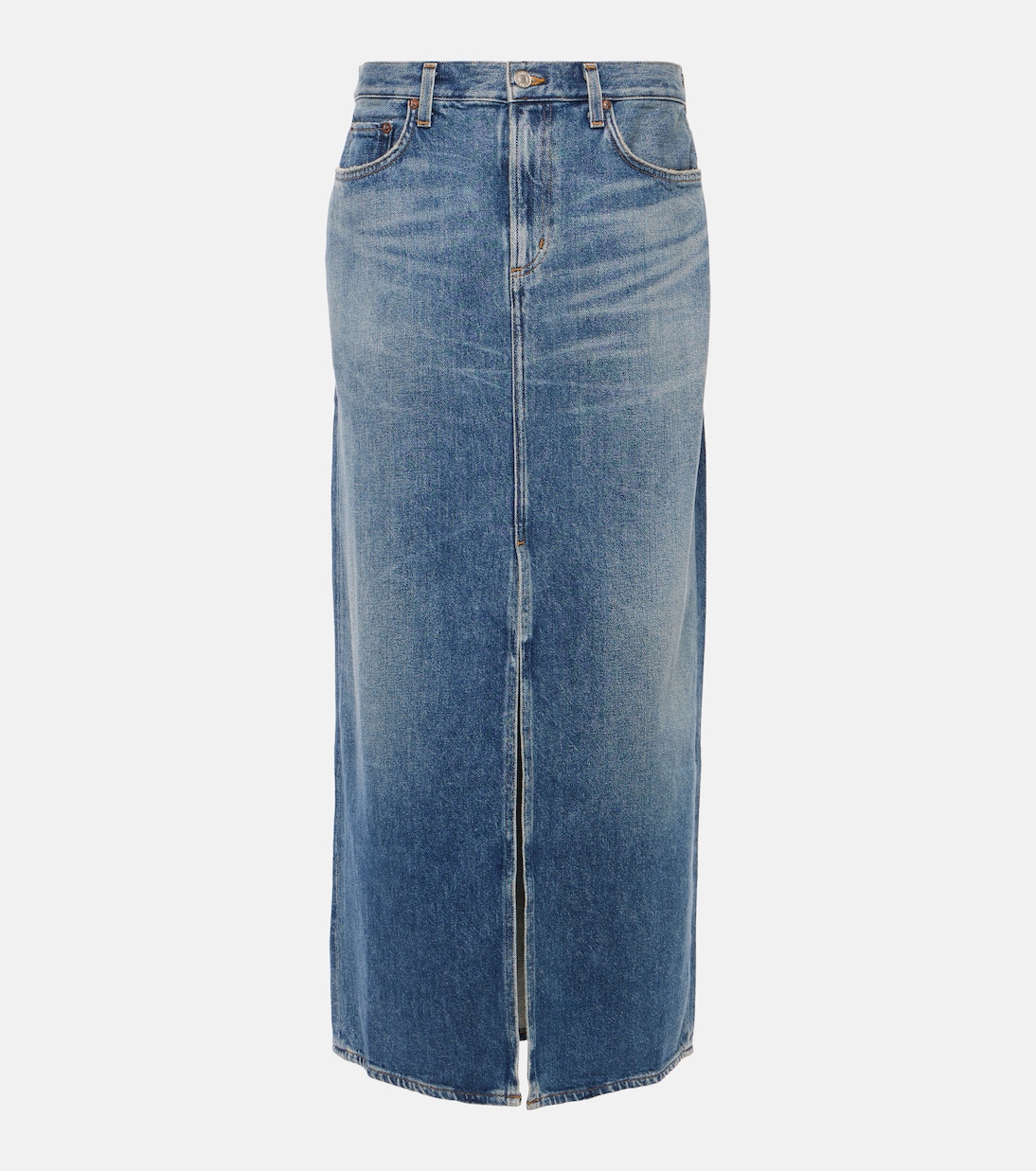 Leif Denim Maxi Skirt in Blue - Agolde