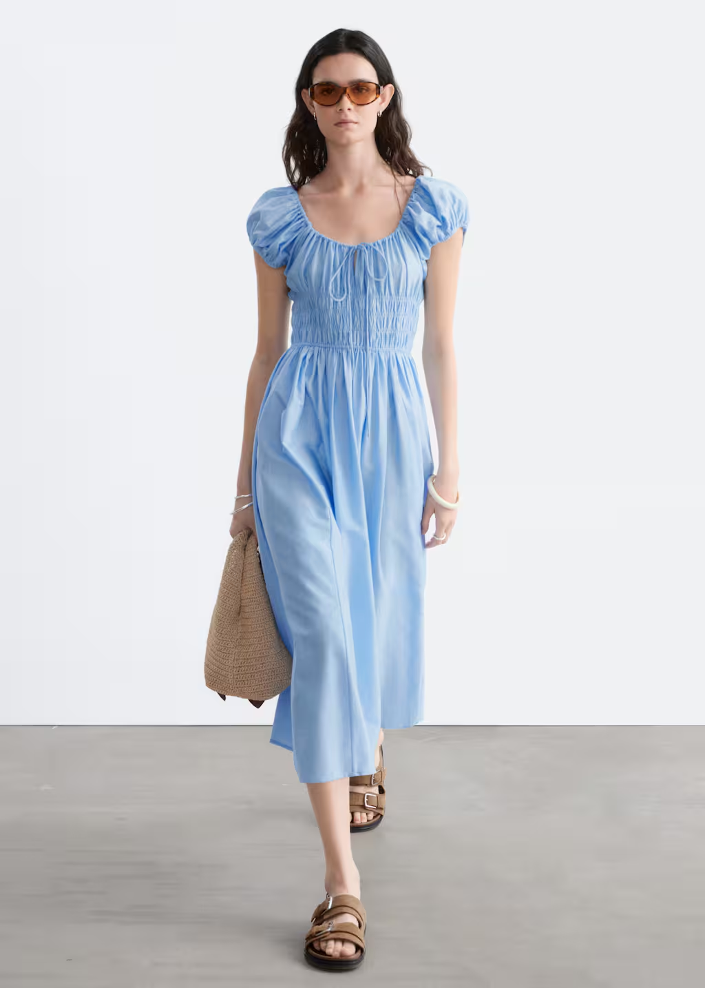 & other stories, Smocked Midi Dress