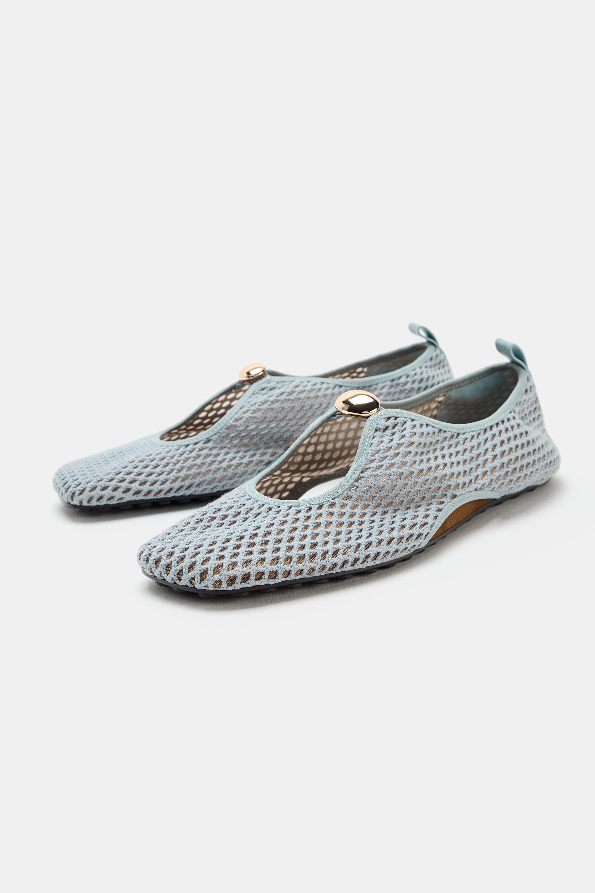 Mesh Sporty Ballet Flats - Blue - 5