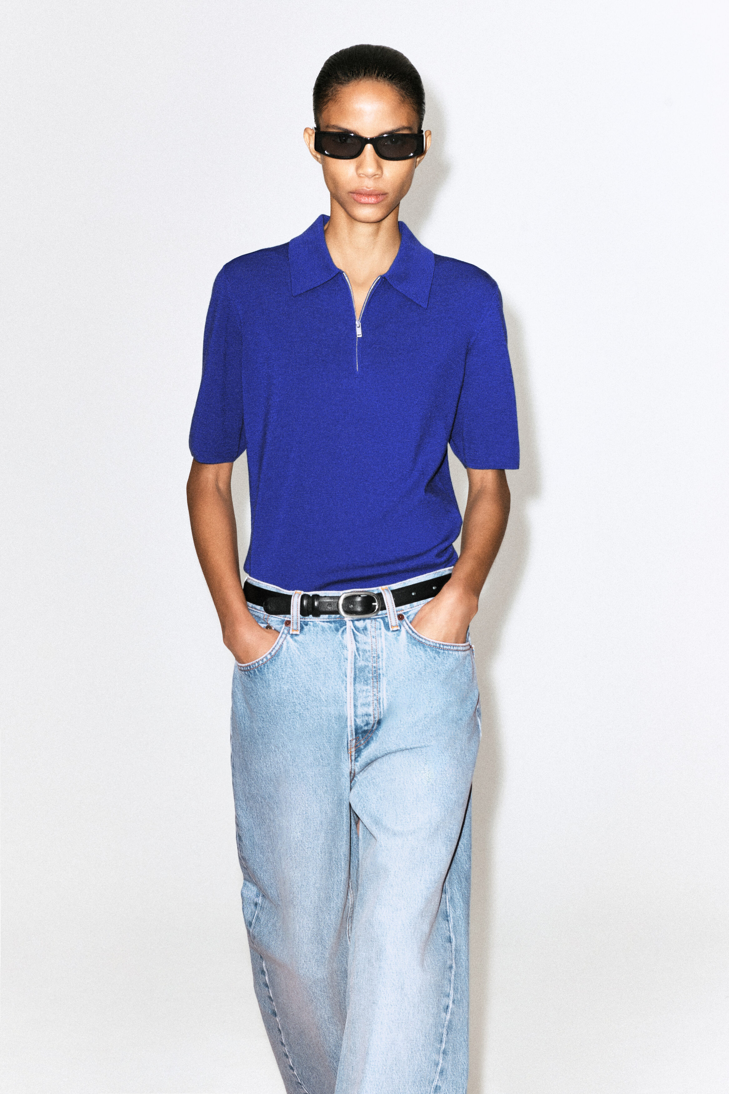 Merino Wool Zip-Up Polo Shirt