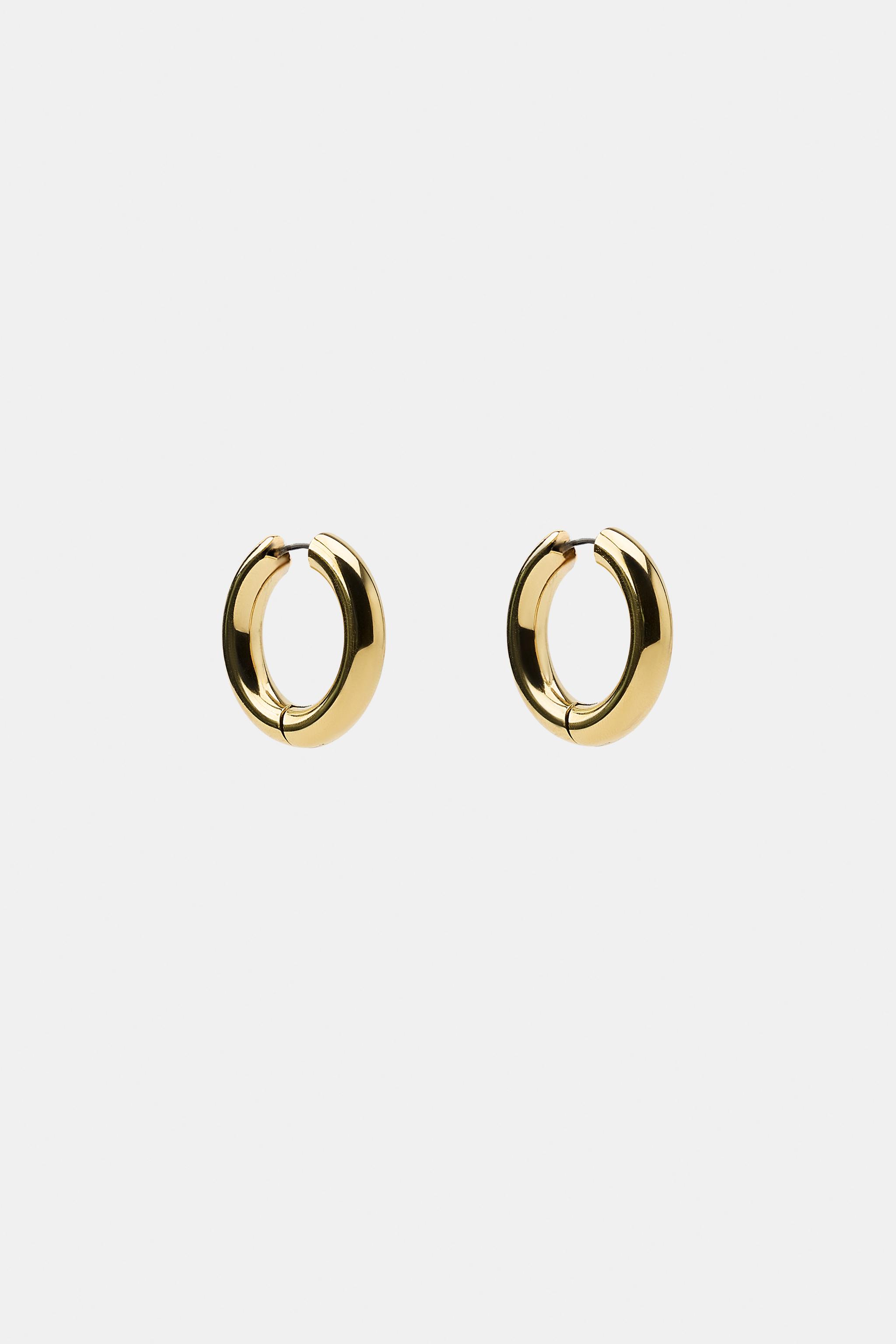 Stainless Steel Hoop Earrings - Golden - M