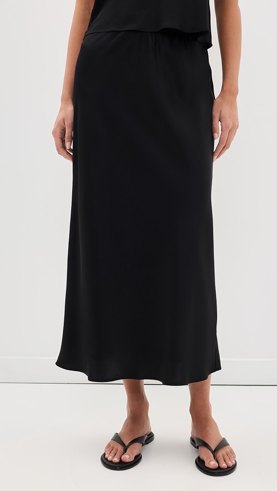 Barb Bias Midi Skirt - Black