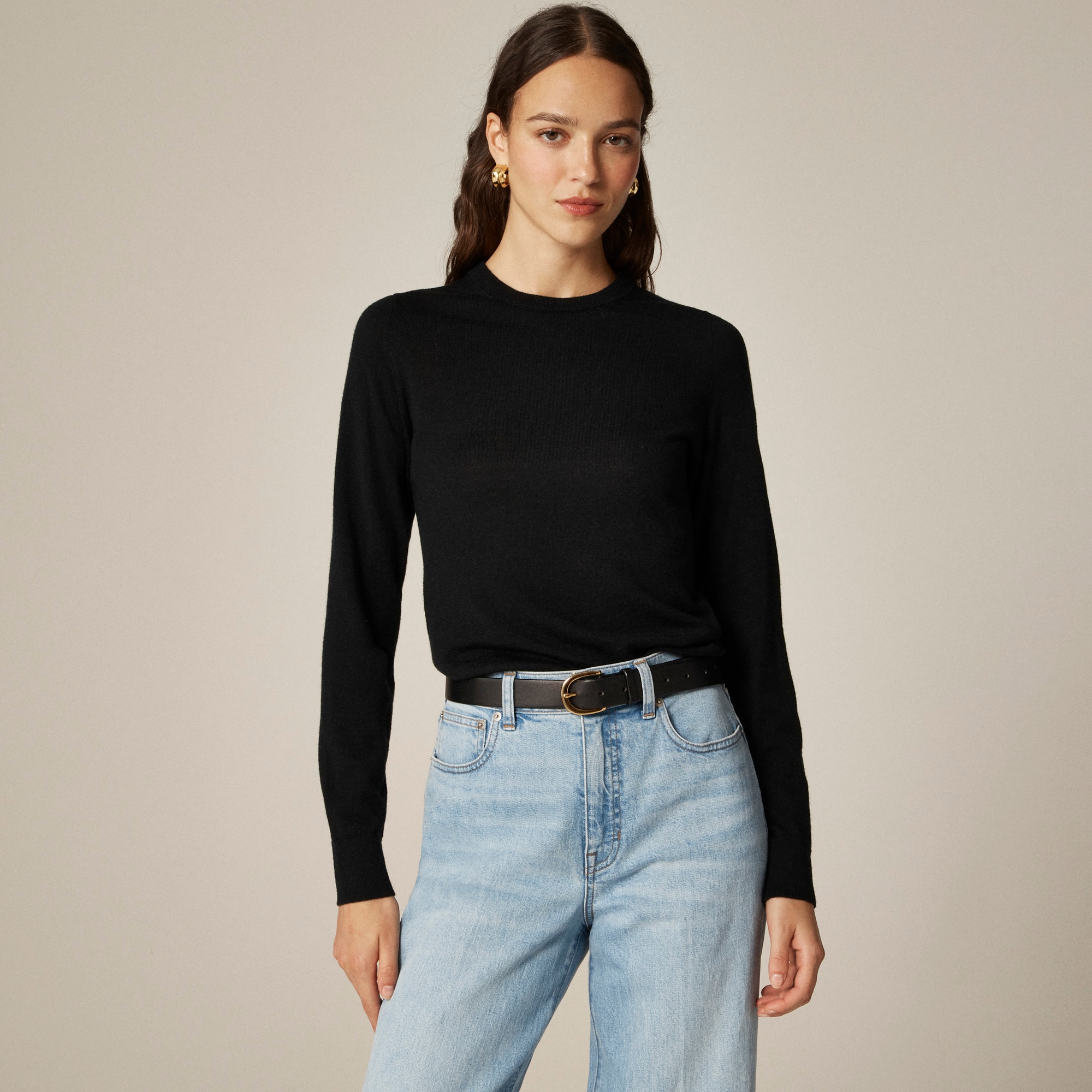 Carolyn Fitted Crewneck Sweater in Merino Wool