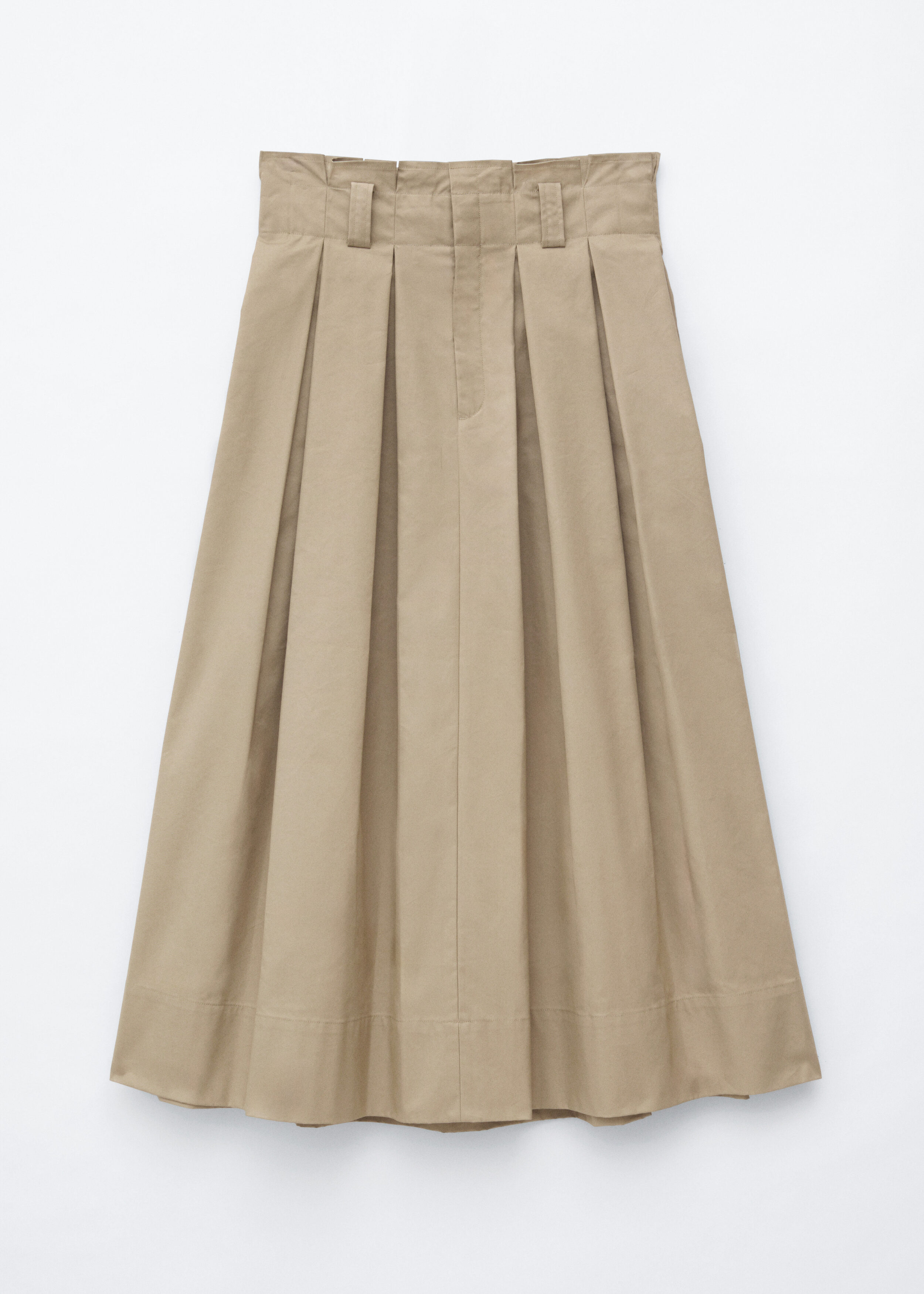 Pleated Midi Skirt - Beige