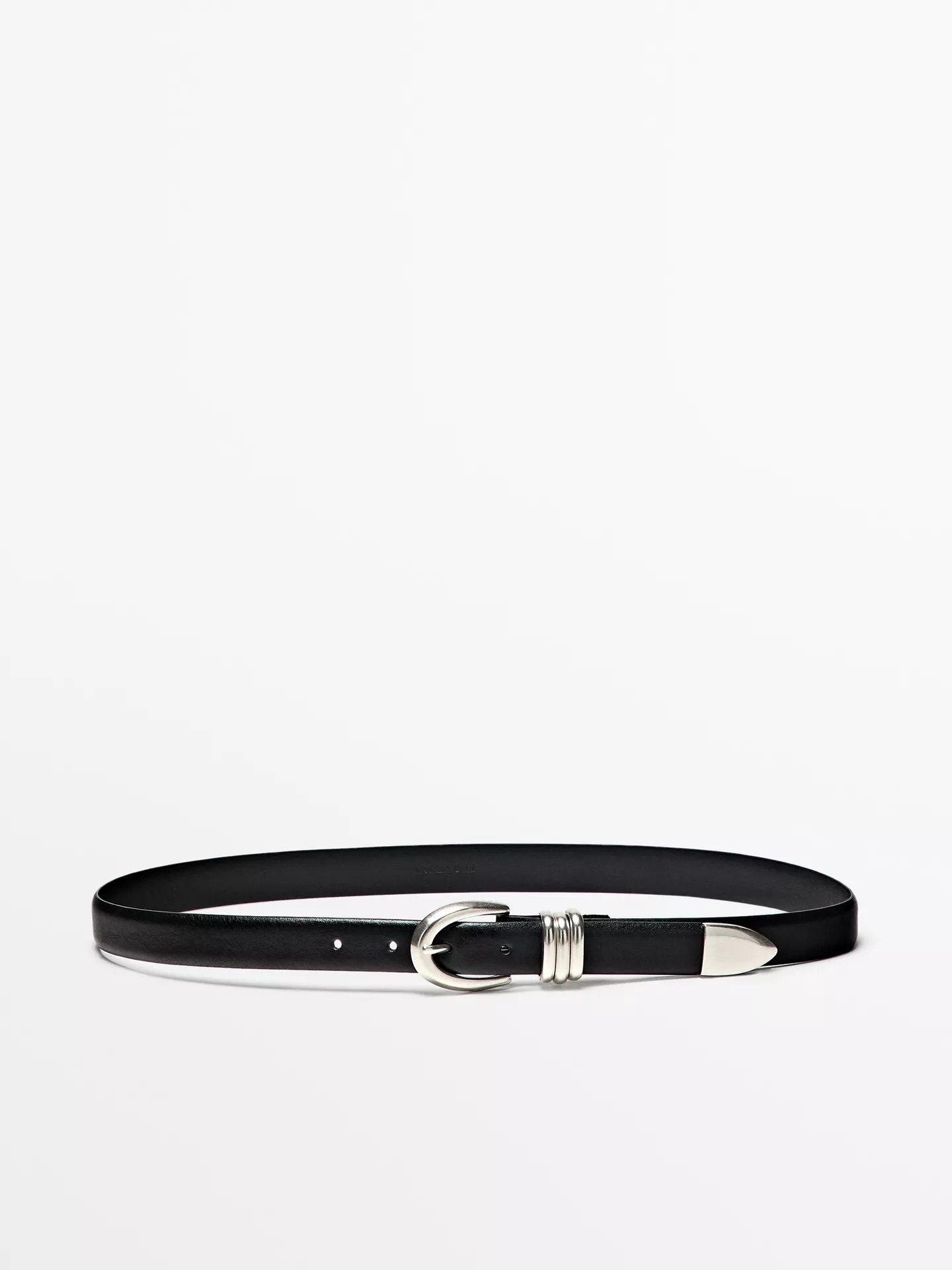 Massimo Dutti, Nappa Leather Belt With Metal Detail