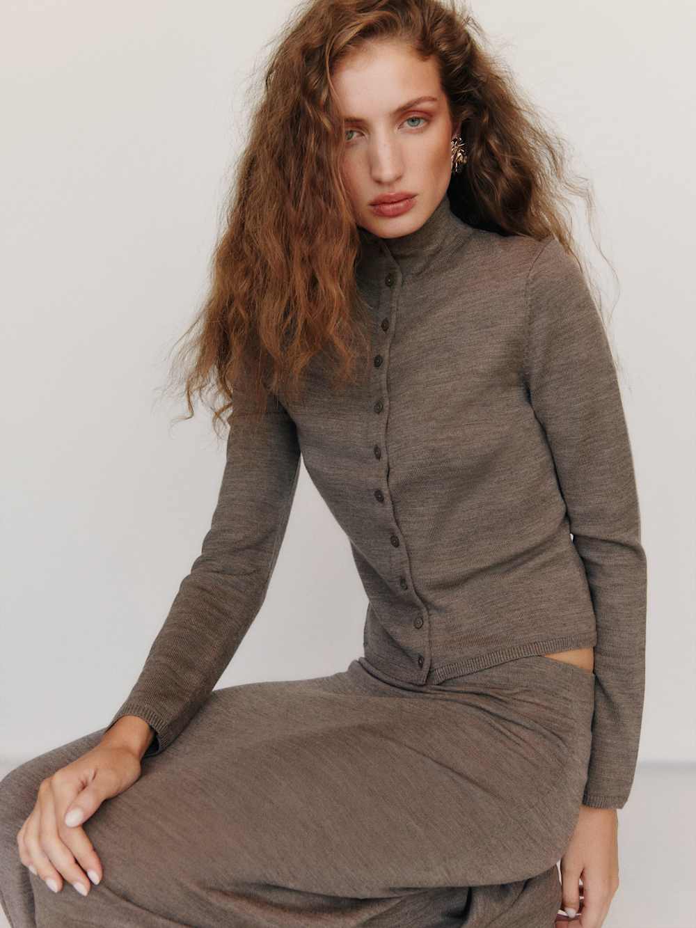 Marissa Regenerative Mock Neck Merino Cardigan