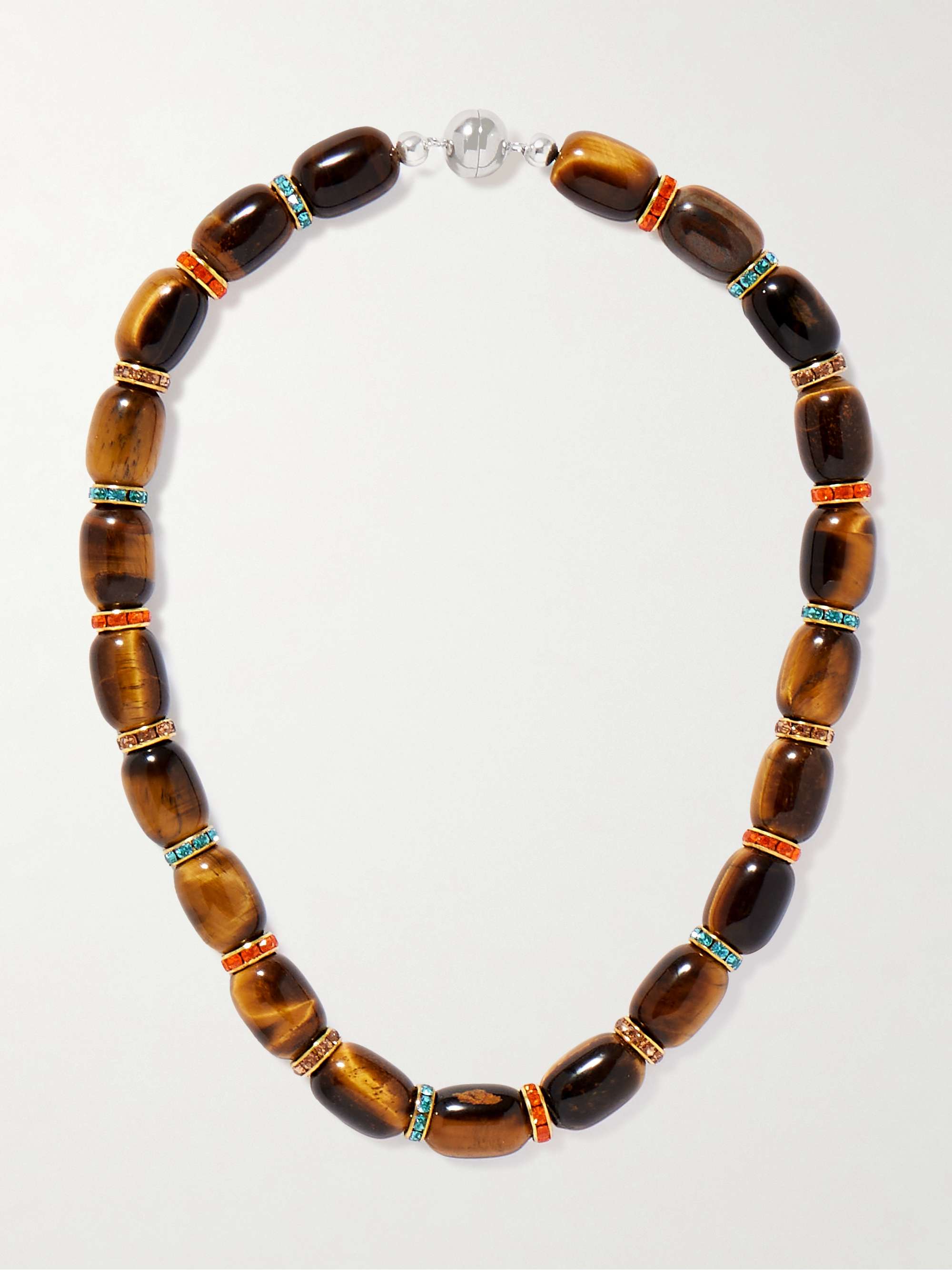 Donna Gold-Tone Tiger's Eye and Crystal Necklace