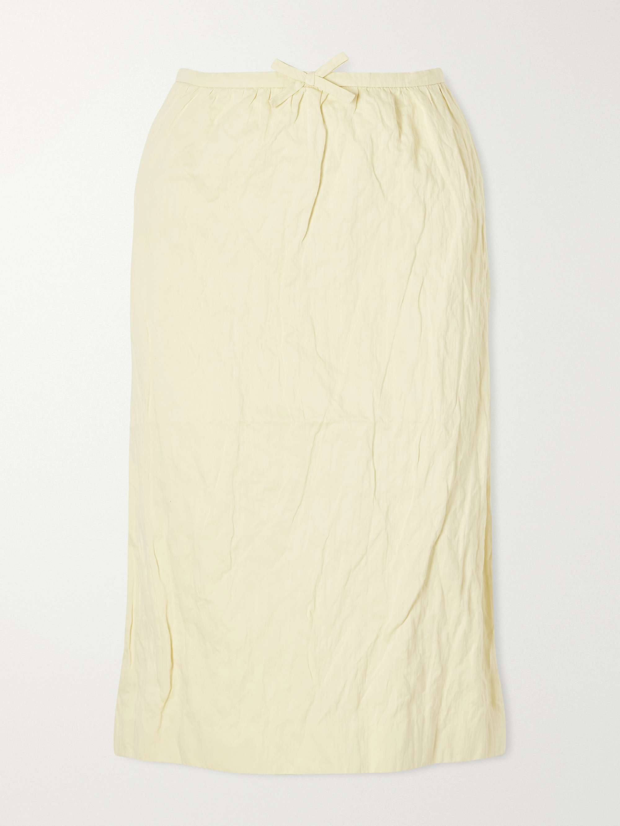 Bow-Detail Cotton-Blend Midi Skirt