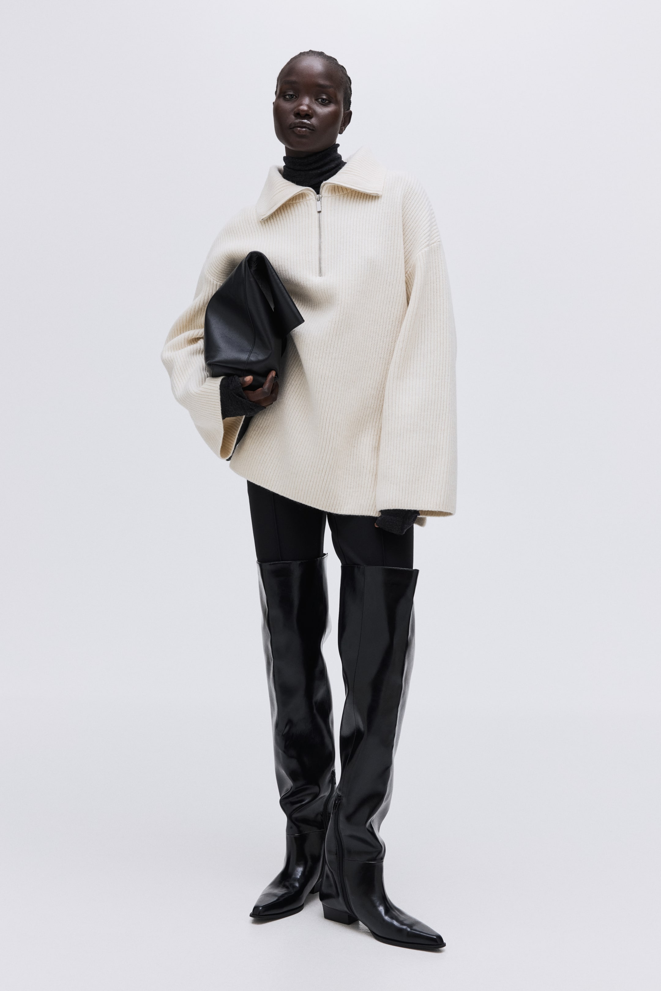 Zip-Top Rib-Knit Jumper