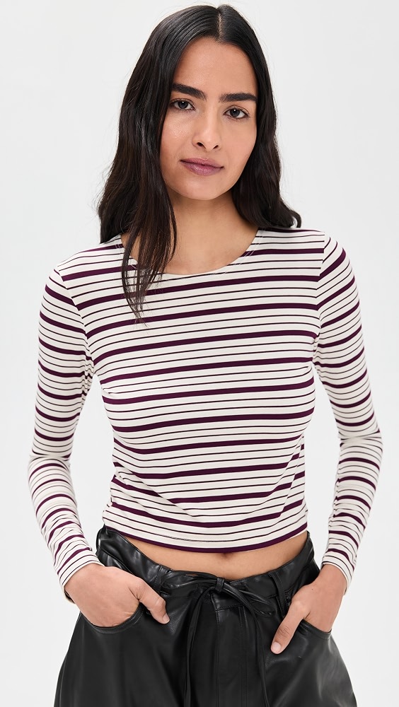Chloe Tee - Burgundy/ivory