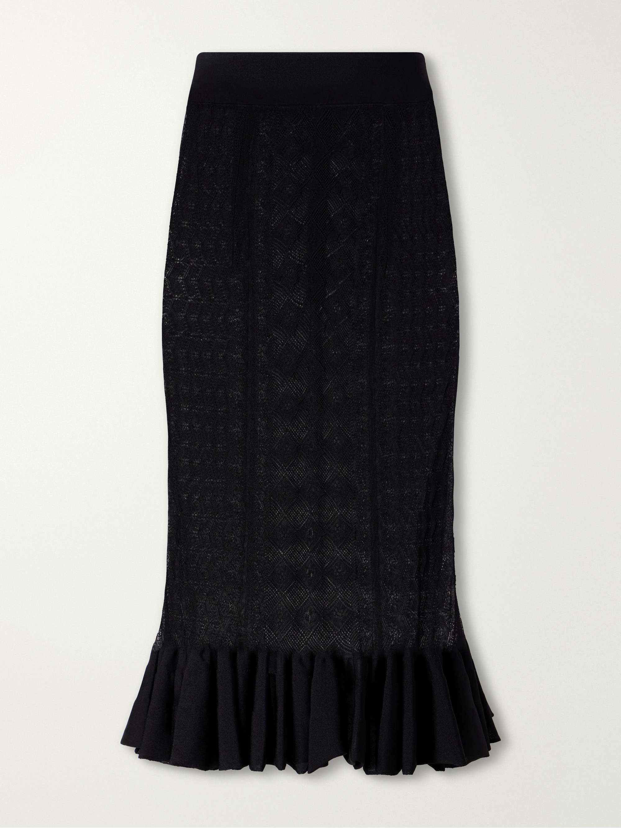 Ruffled Lace Midi Skirt
