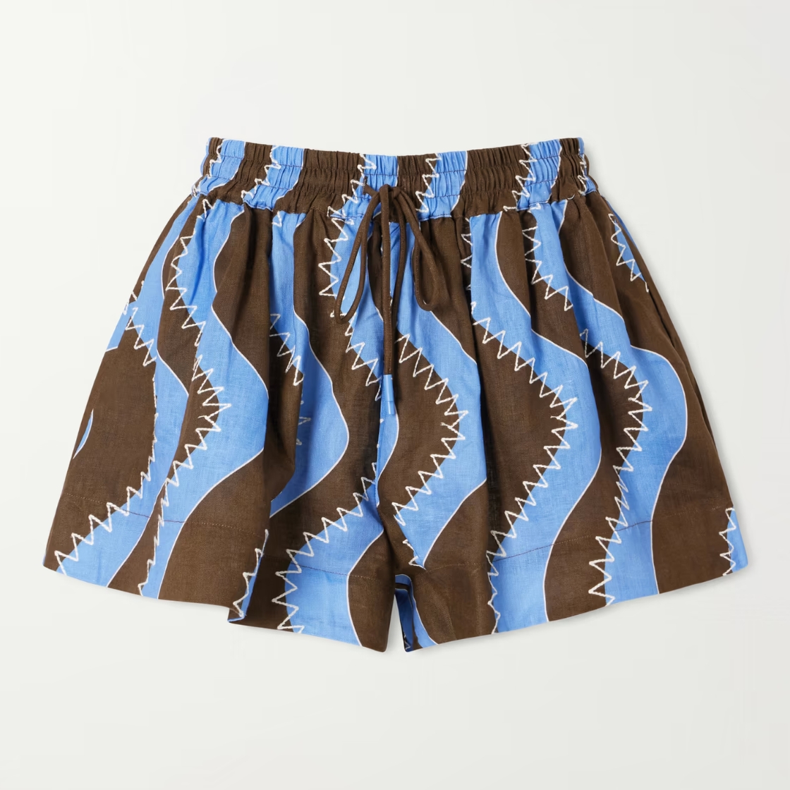 Al&eacute;mais, Frankie Printed Embroidered Linen Shorts