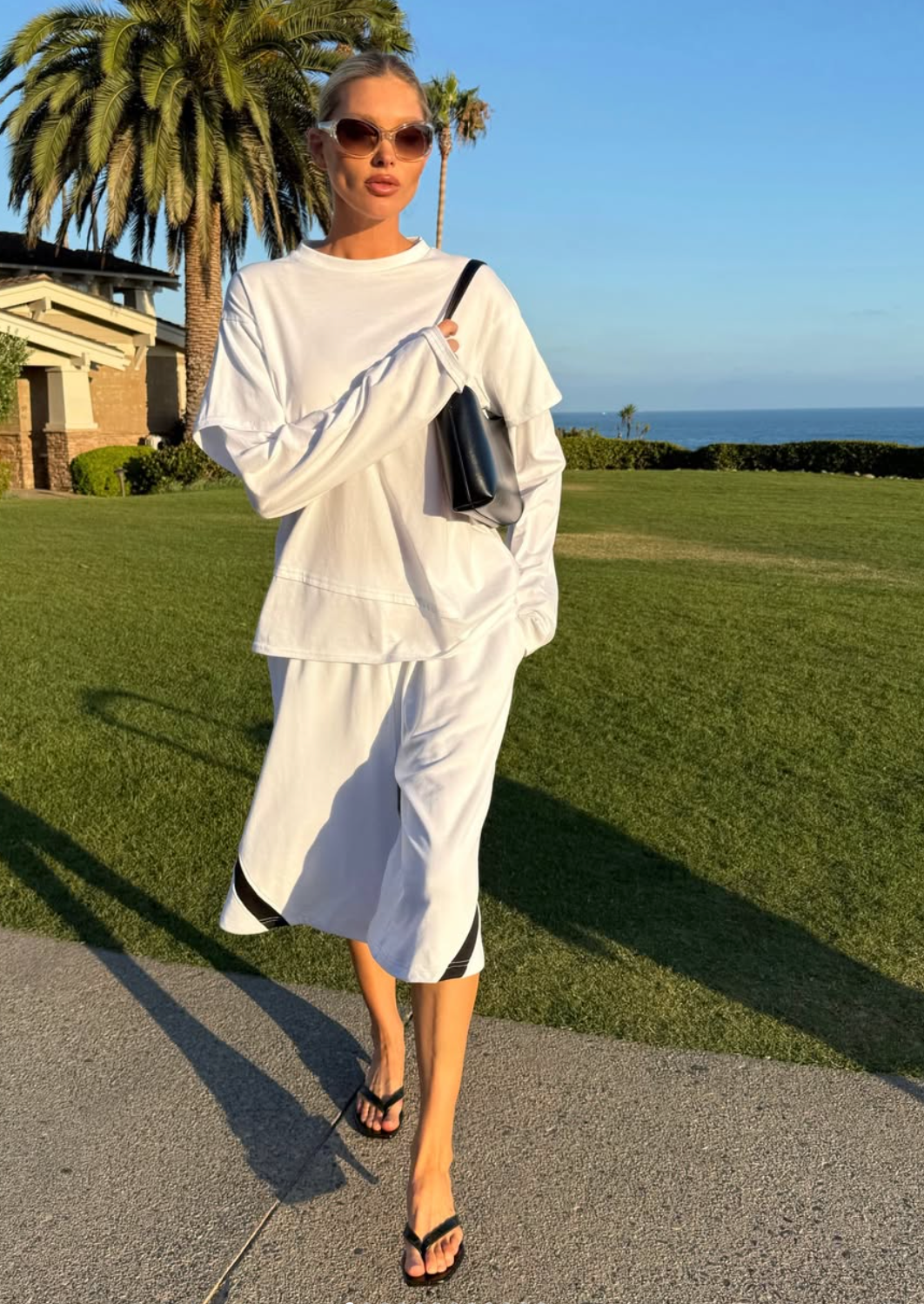 Elsa Hosk wearing The Row leather bag
