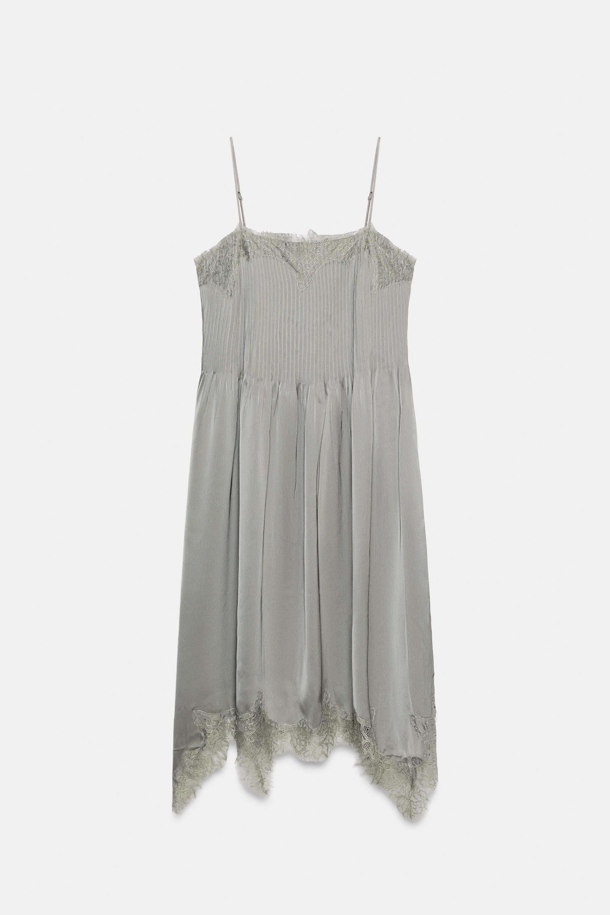Zw Collection Lace Midi Dress - Mid-Gray - Xs