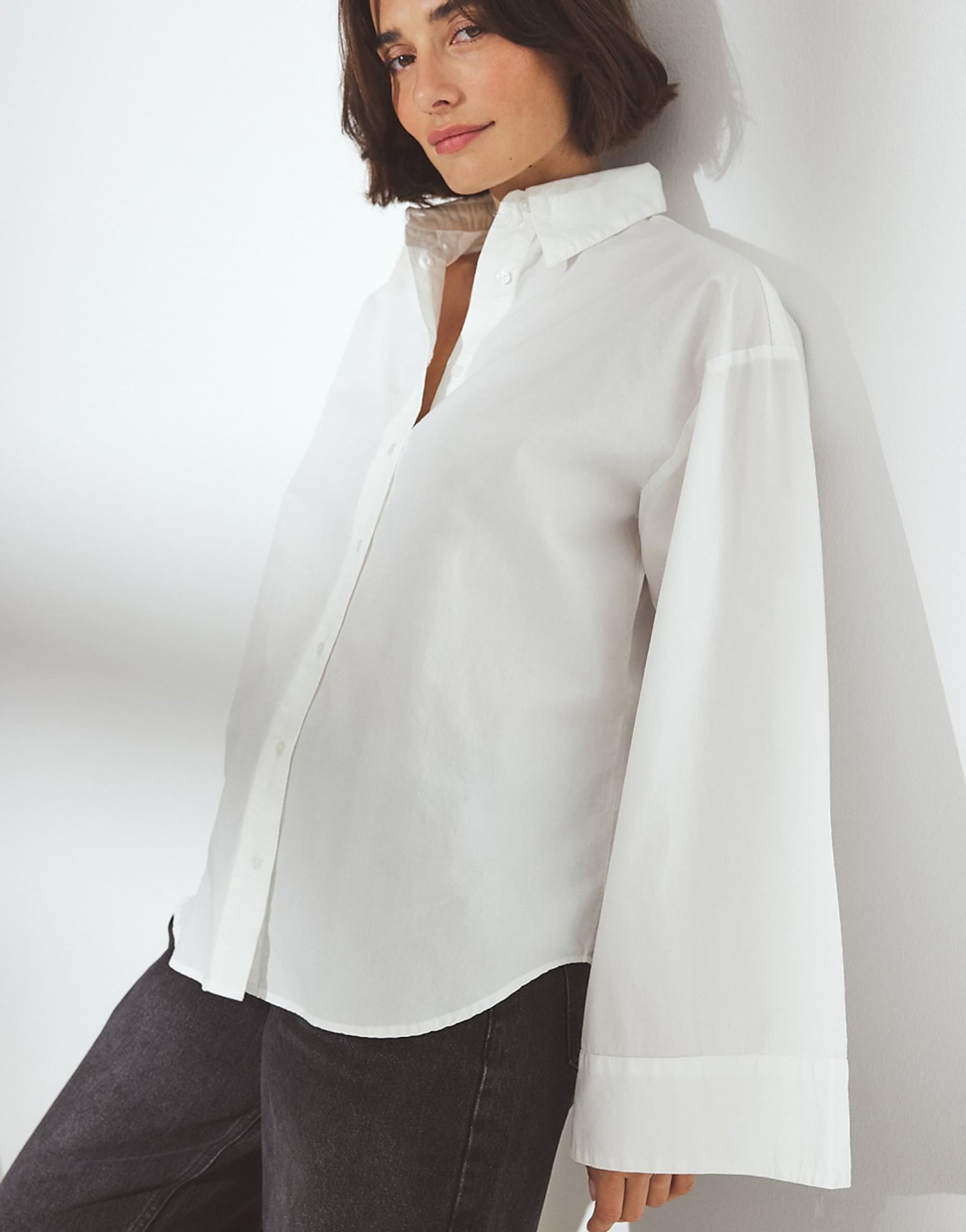 Na-Kd Wide Sleeve Cotton Shirt in White