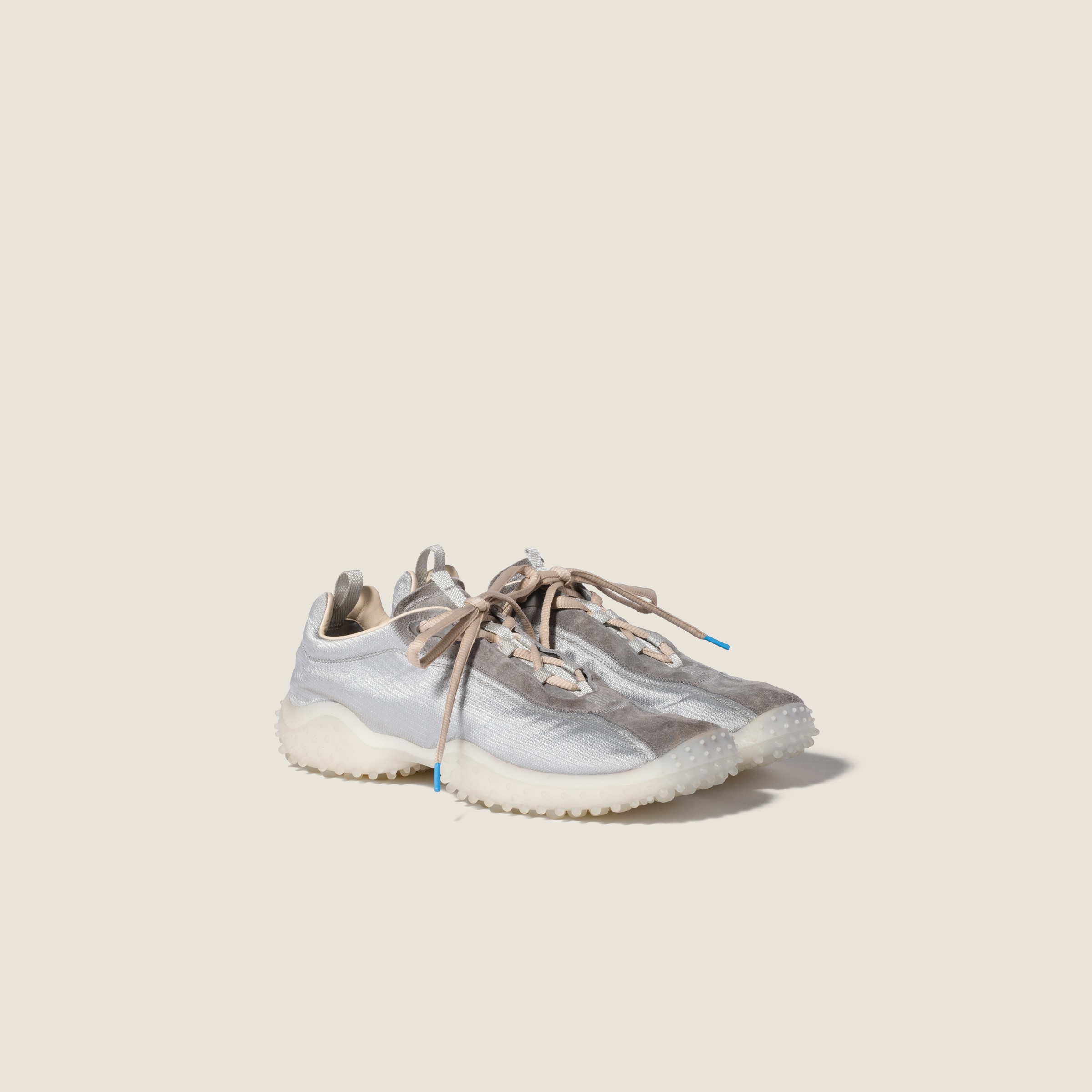 Bubble Technical Fabric and Suede Sneakers