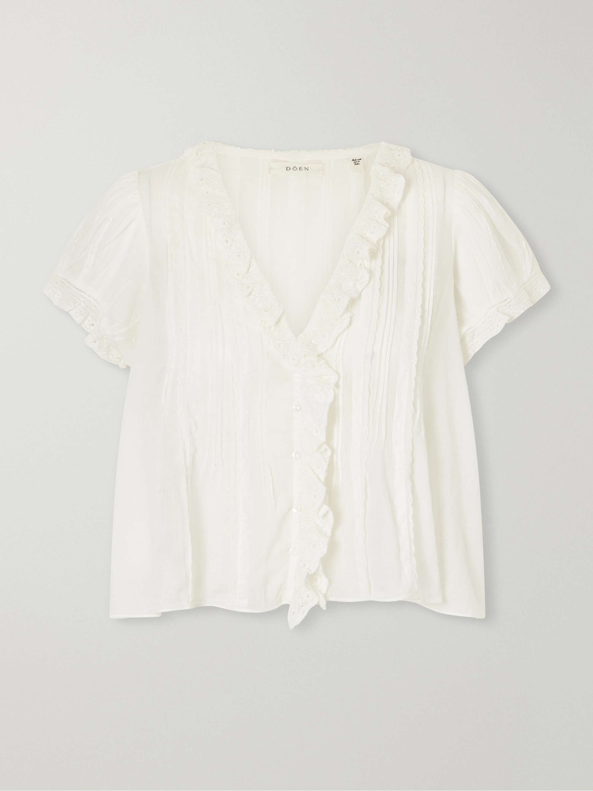 Helena Lace-Trimmed Organic Cotton Blouse