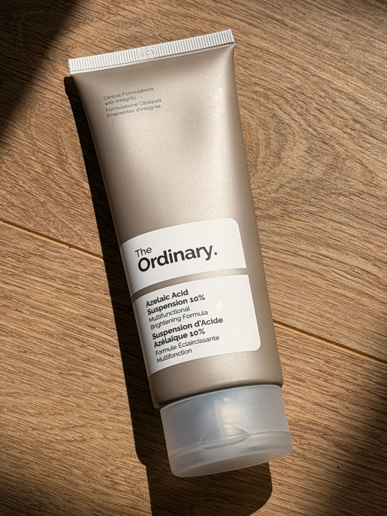 A tube of The Ordinary's azelaic acid serum