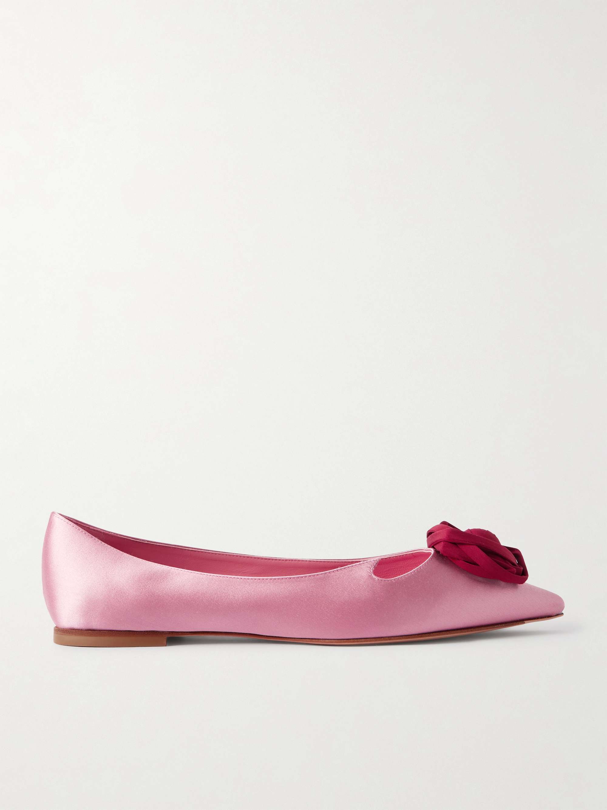 Rose Vivier Embellished Cutout Satin Ballet Flats
