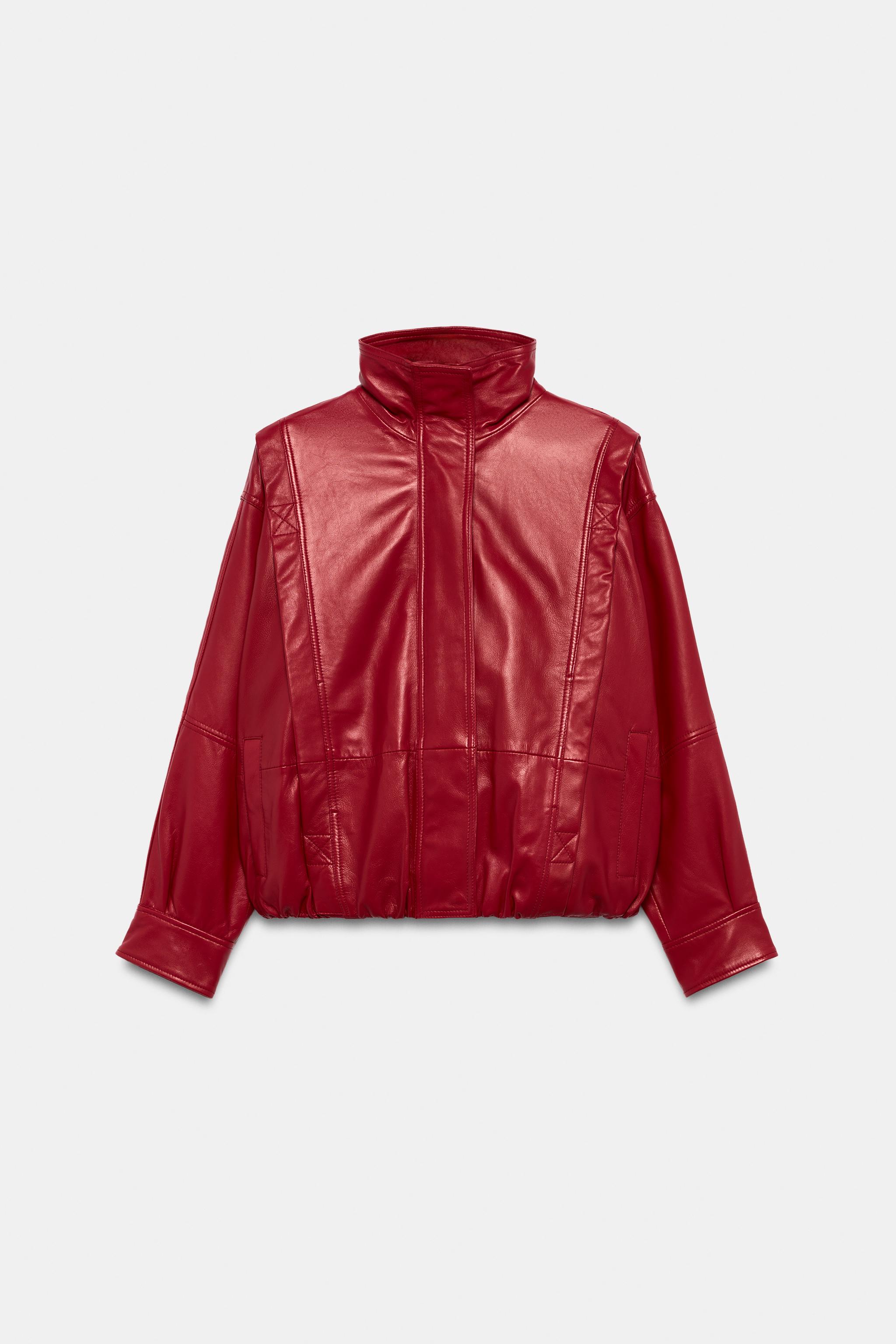 Zw Collection Leather Jacket - Red - Xs